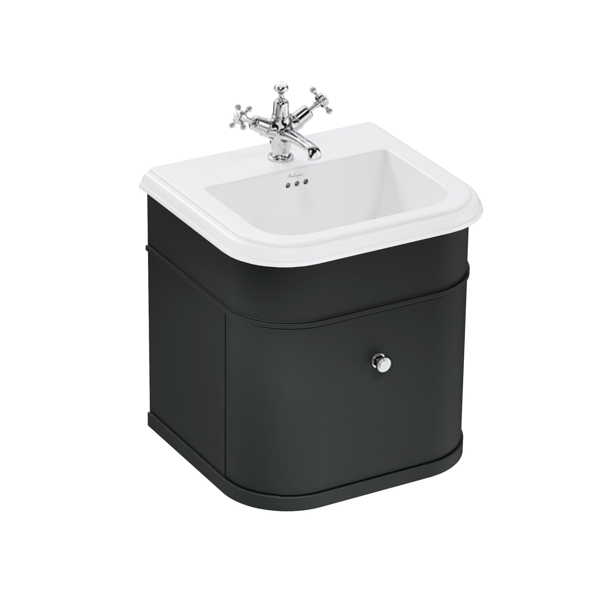 burlington chalfont 550mm wall mounted vanity with ceramic basin matt black