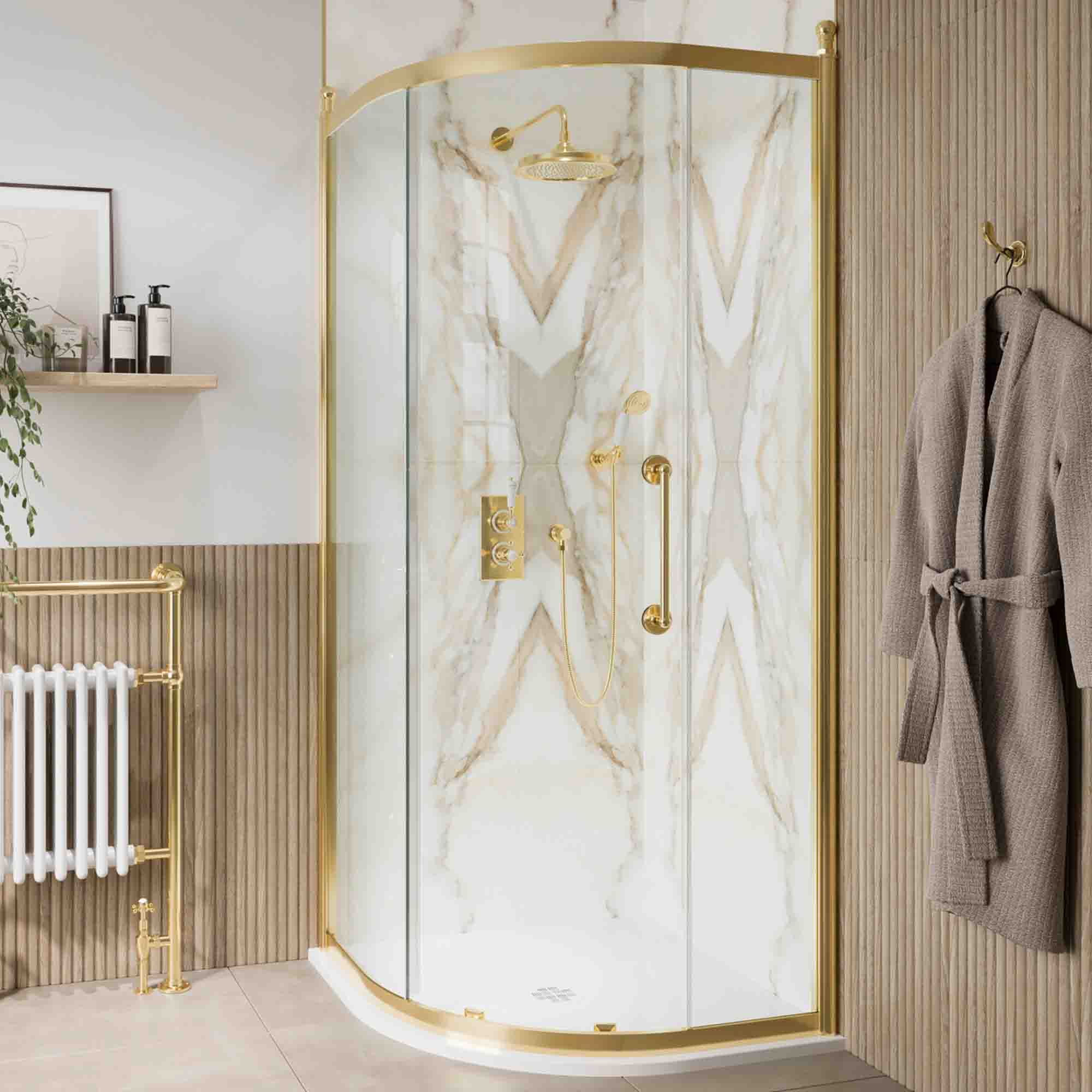 burlington classique single quadrant shower door 1850 handle gold