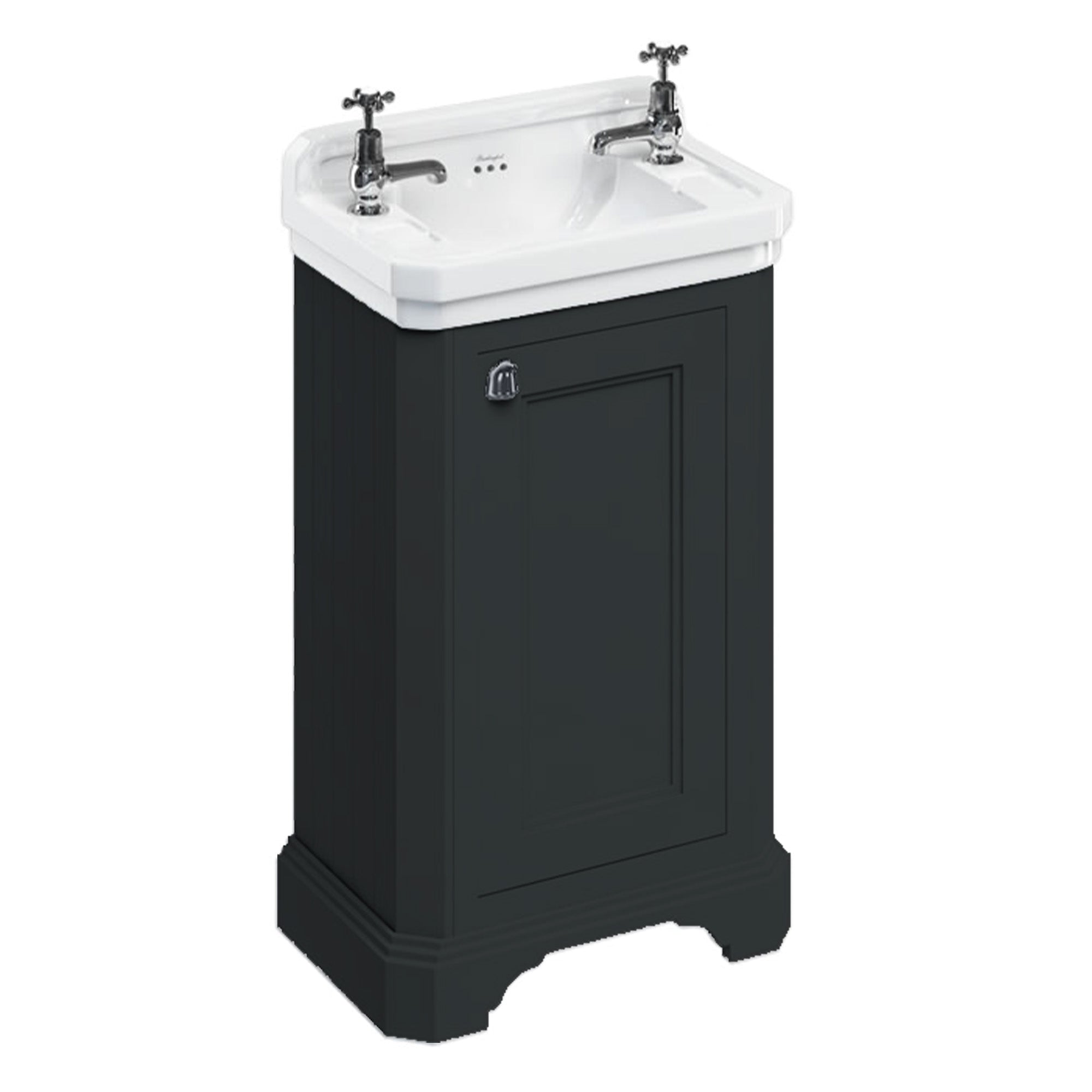 burlington edwardian 510 freestanding cloakroom vanity unit with basin matt black