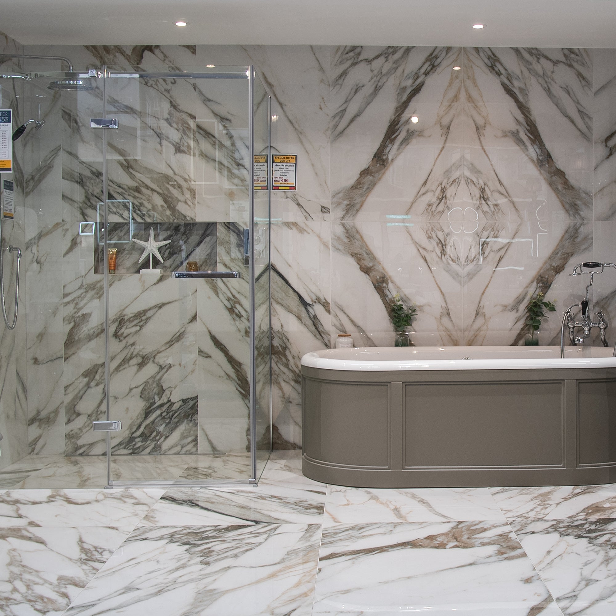 Macchia Vecchia Gold Marble Effect Porcelain Tile 60x120cm Natural Matt