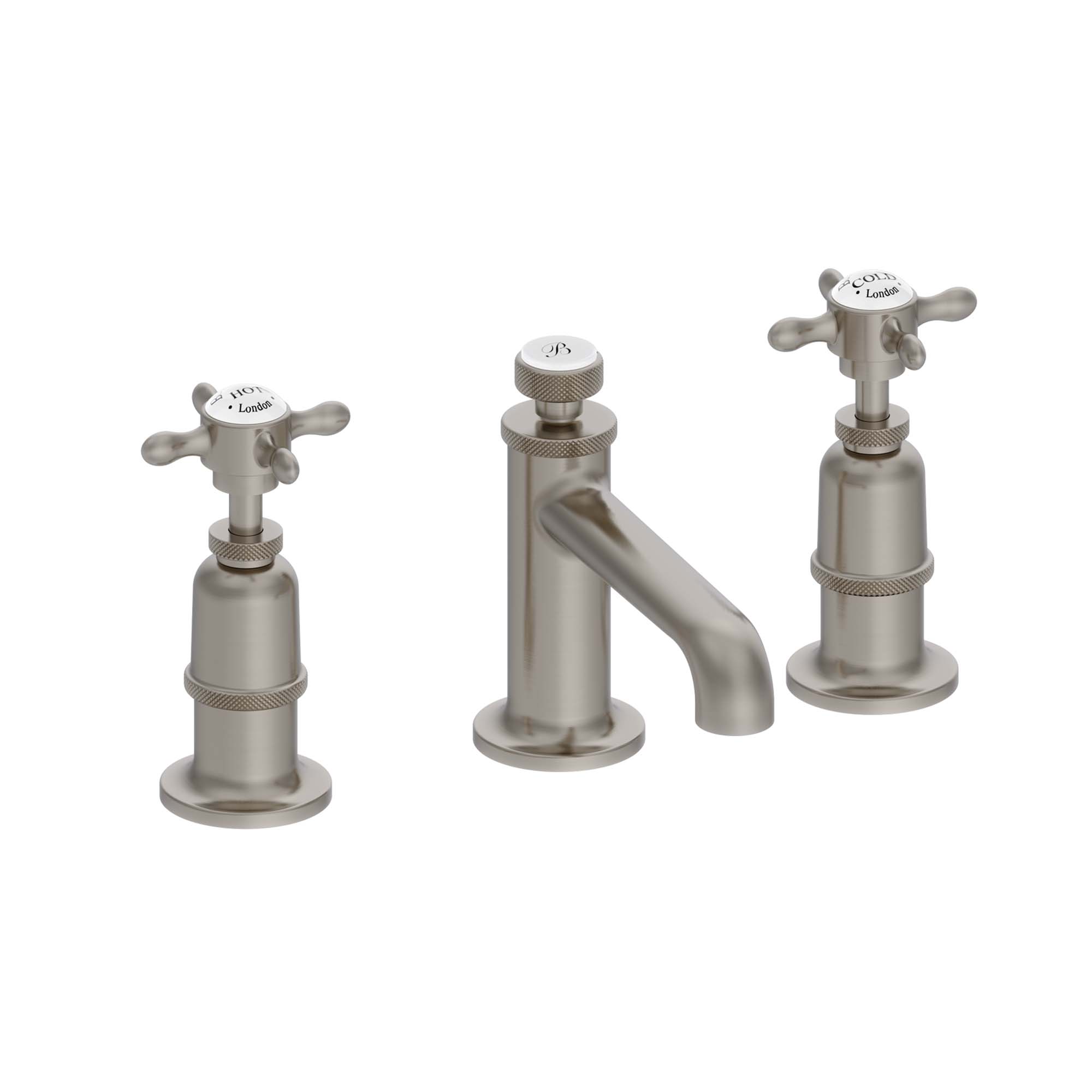 burlington guild 3 hole deck mounted basin mixer tap brushed nickel