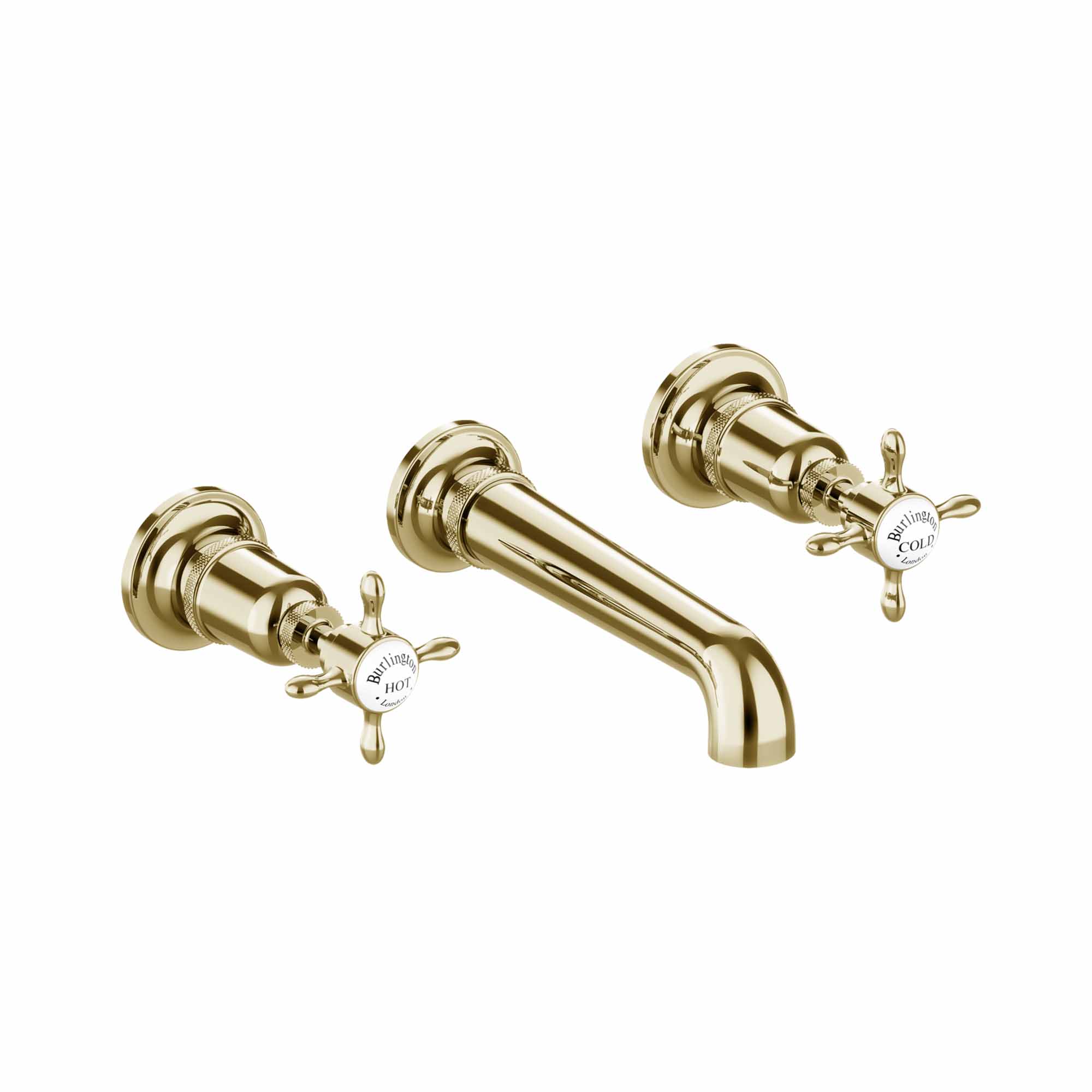 burlington guild 3 hole wall mounted bath mixer tap gold