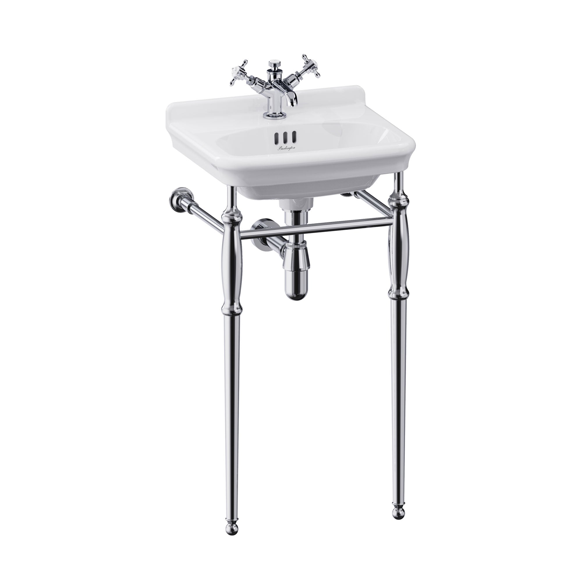 burlington guild 450 white rectangular basin with washstand chrome 1 tap hole