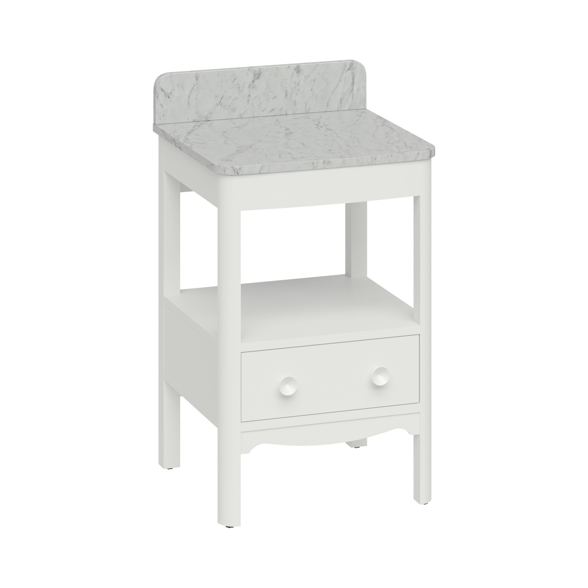 burlington guild 560 floorstanding single drawer vanity unit carrara worktop varley white