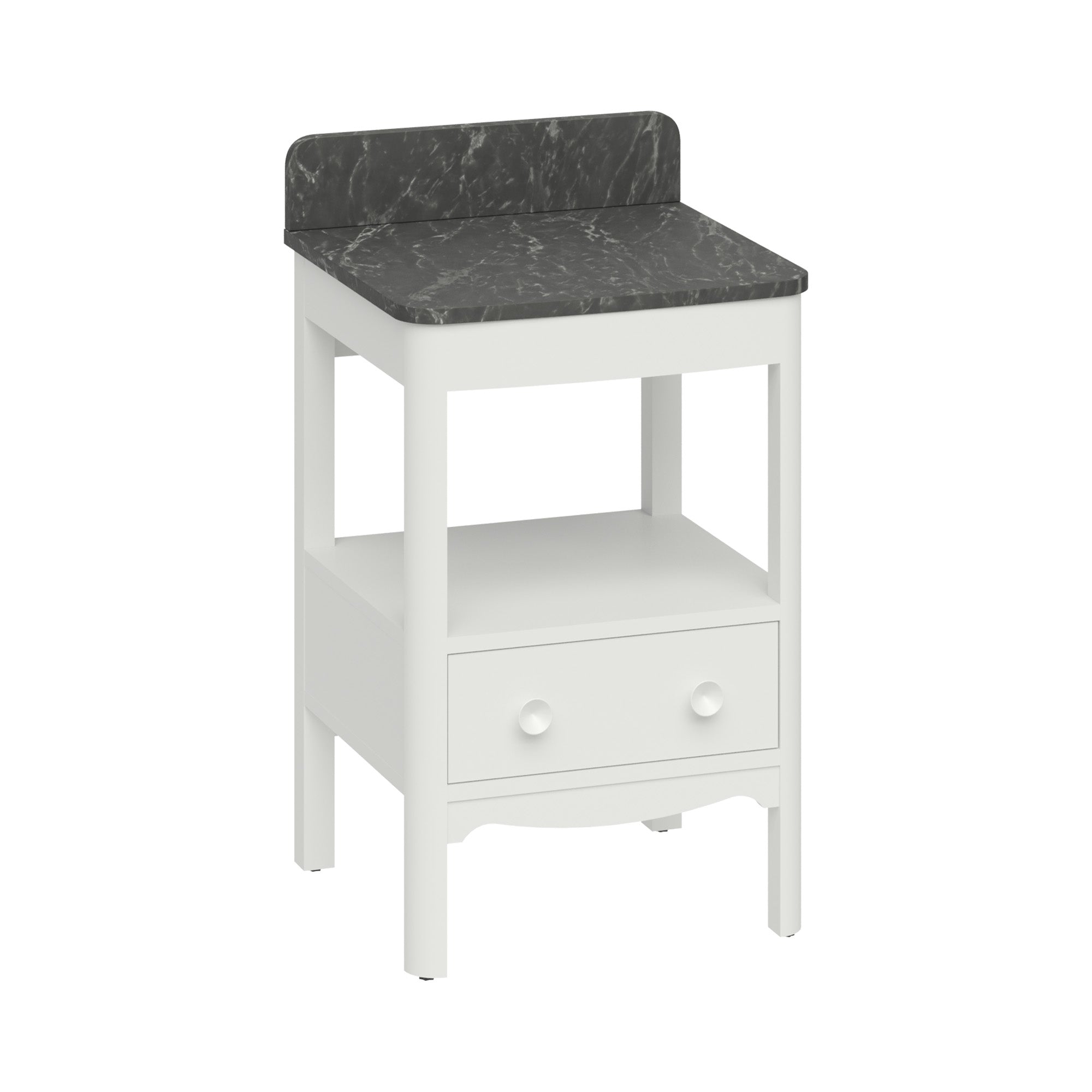 burlington guild 560 floorstanding single drawer vanity unit marquina worktop varley white