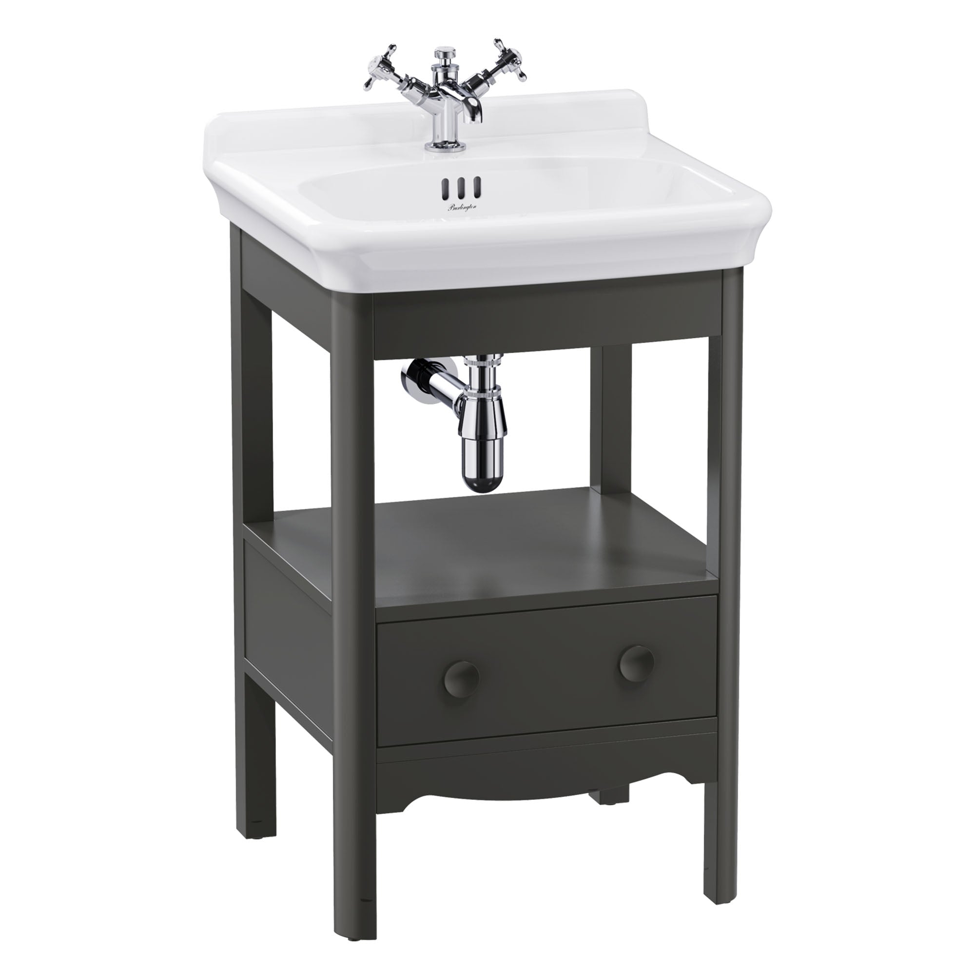 burlington guild 560 floorstanding single drawer vanity unit washbasin ashbee grey