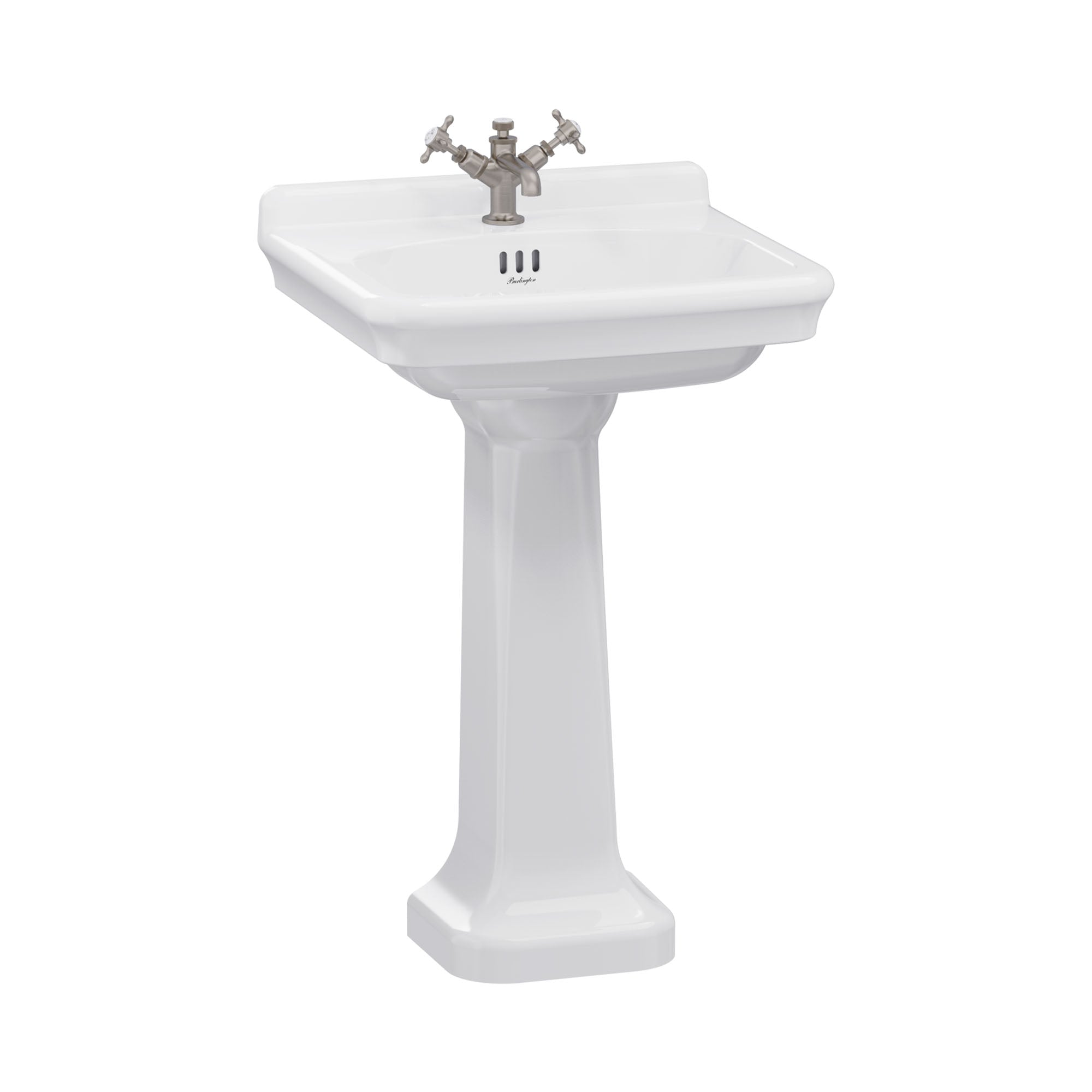 burlington guild 560 white rectangular basin with pedestal 1 tap hole