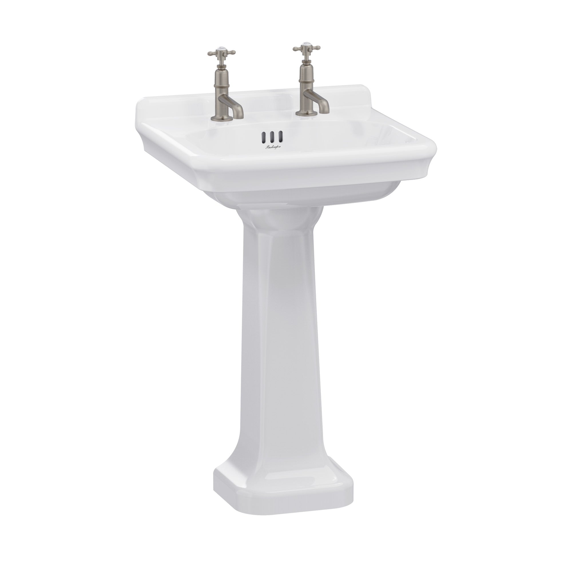 burlington guild 560 white rectangular basin with pedestal 2 tap hole