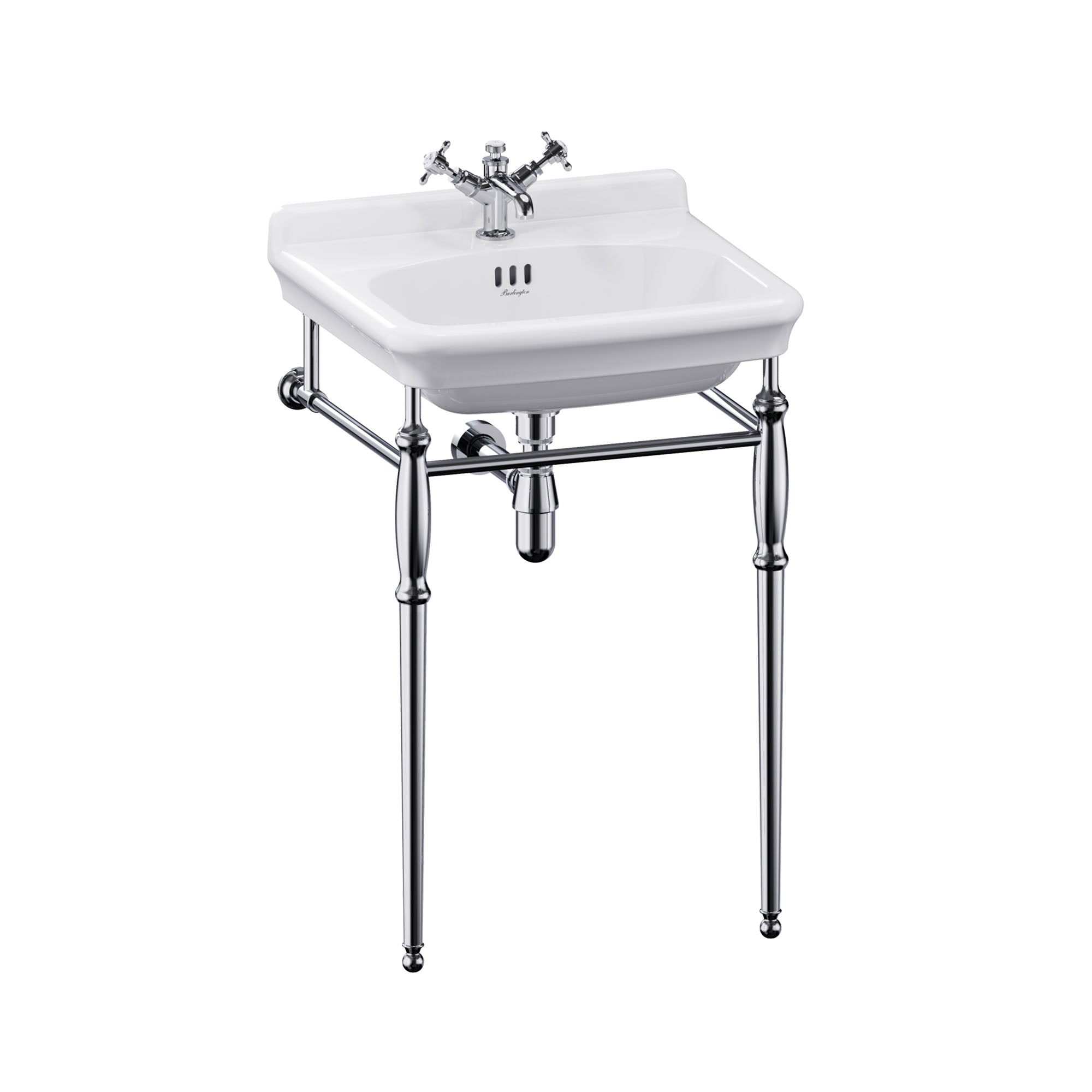 burlington guild 560 white rectangular basin with washstand chrome 1 tap hole