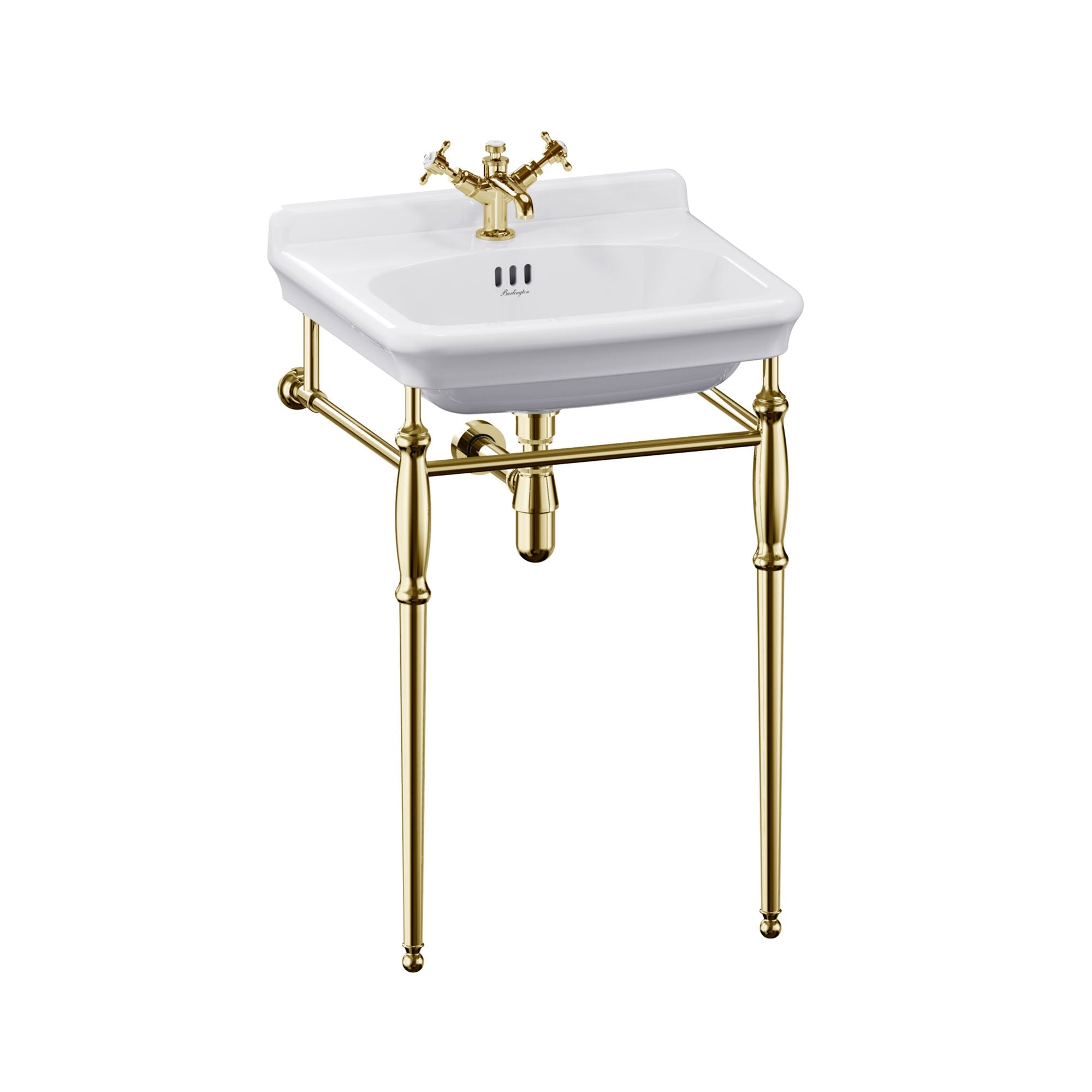 burlington guild 560 white rectangular basin with washstand gold 1 tap hole