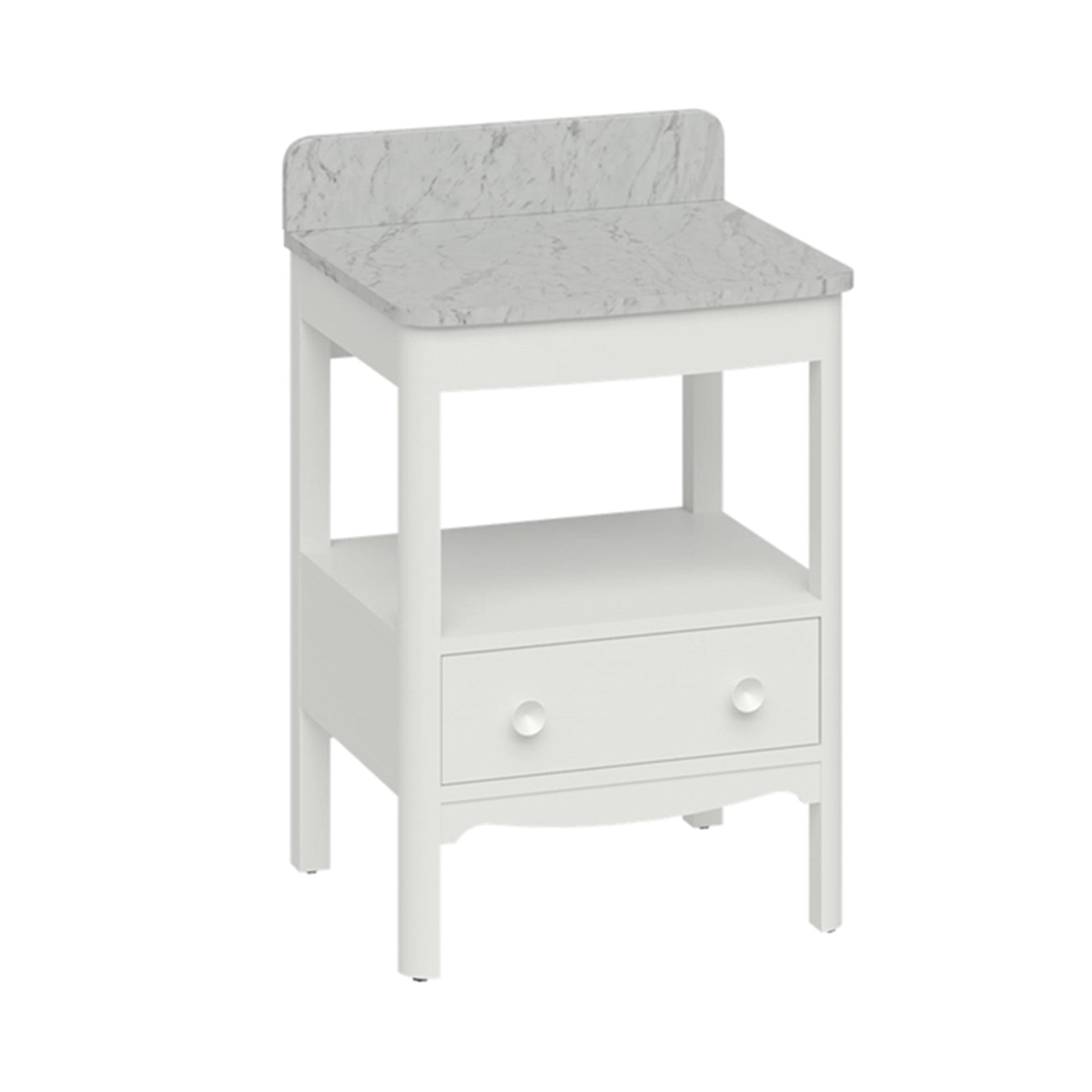 burlington guild 620 floorstanding single drawer vanity unit carrara worktop varley white