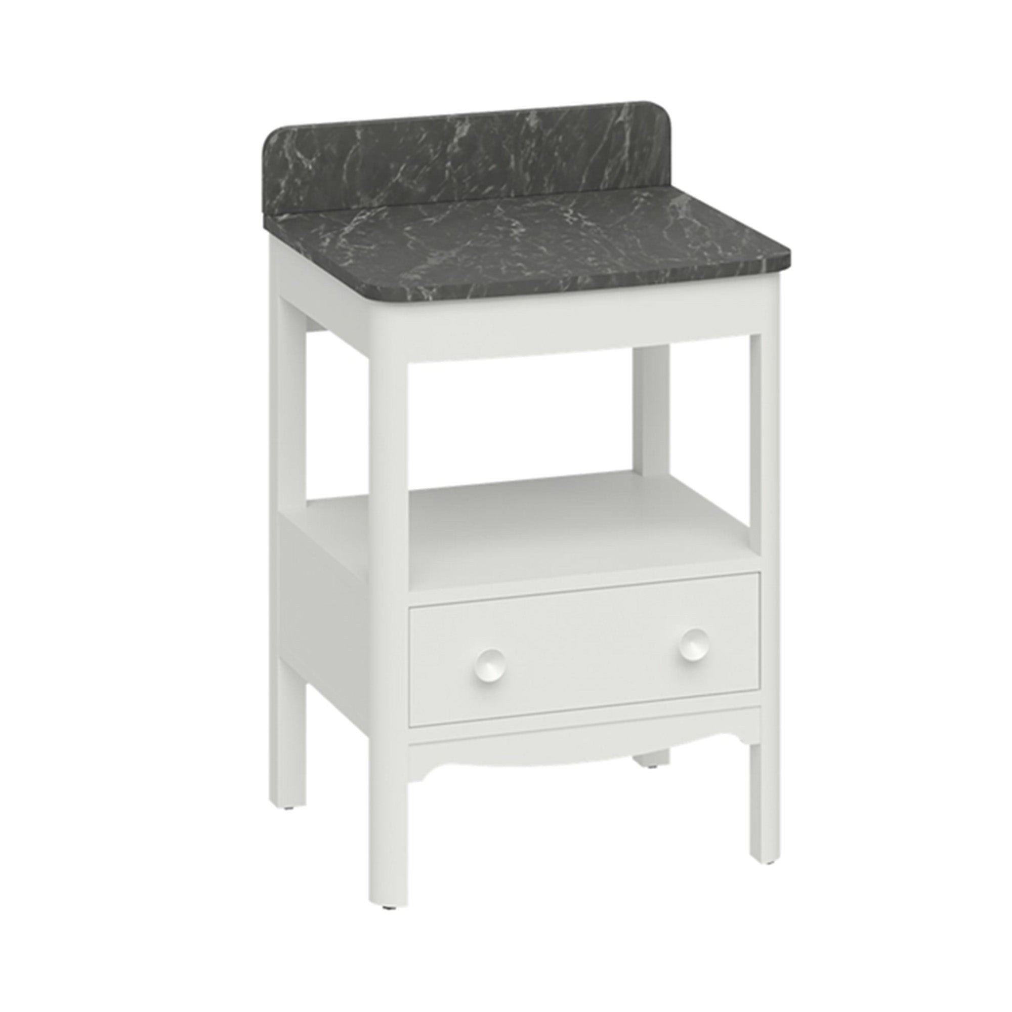 burlington guild 620 floorstanding single drawer vanity unit marquina worktop varley white