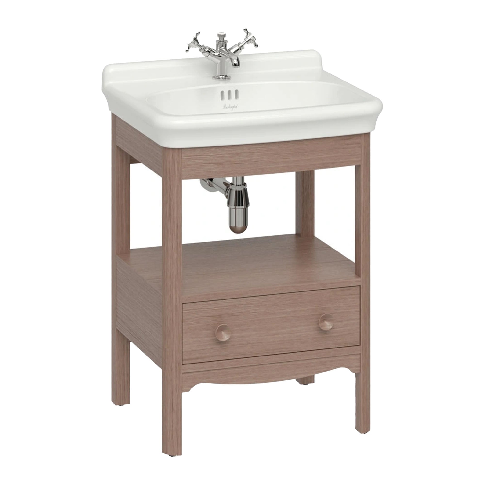 burlington guild 620 floorstanding single drawer vanity unit washbasin dark oak