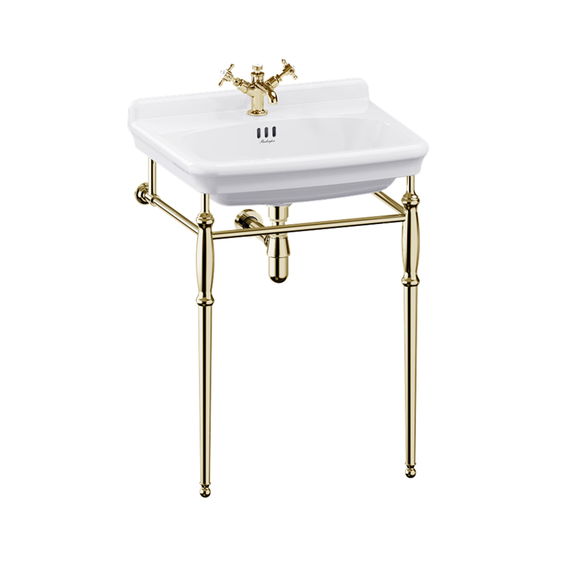 burlington guild 620 white rectangular basin with washstand gold 1 tap hole