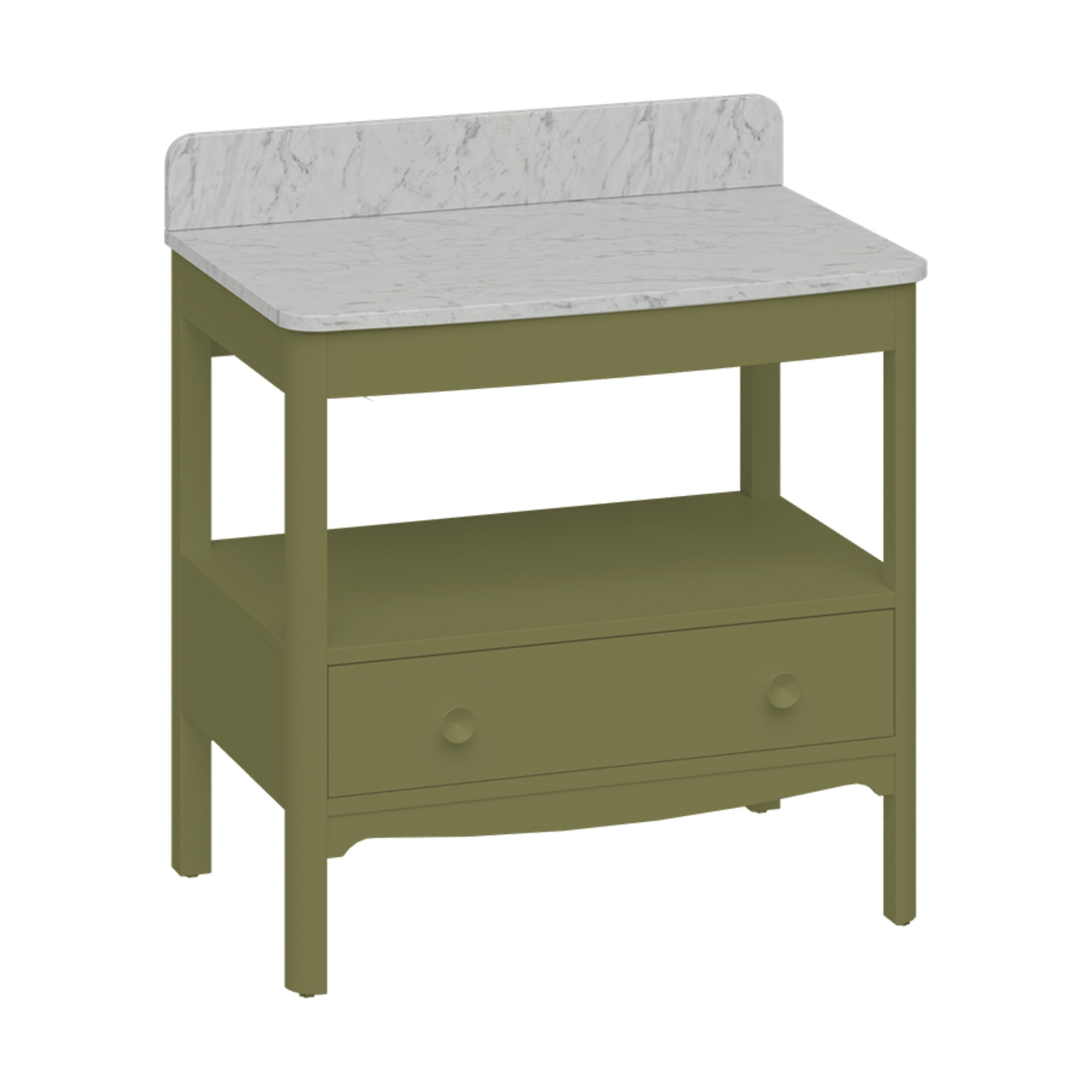 burlington guild 850 floorstanding single drawer vanity unit carrara worktop carlyle green