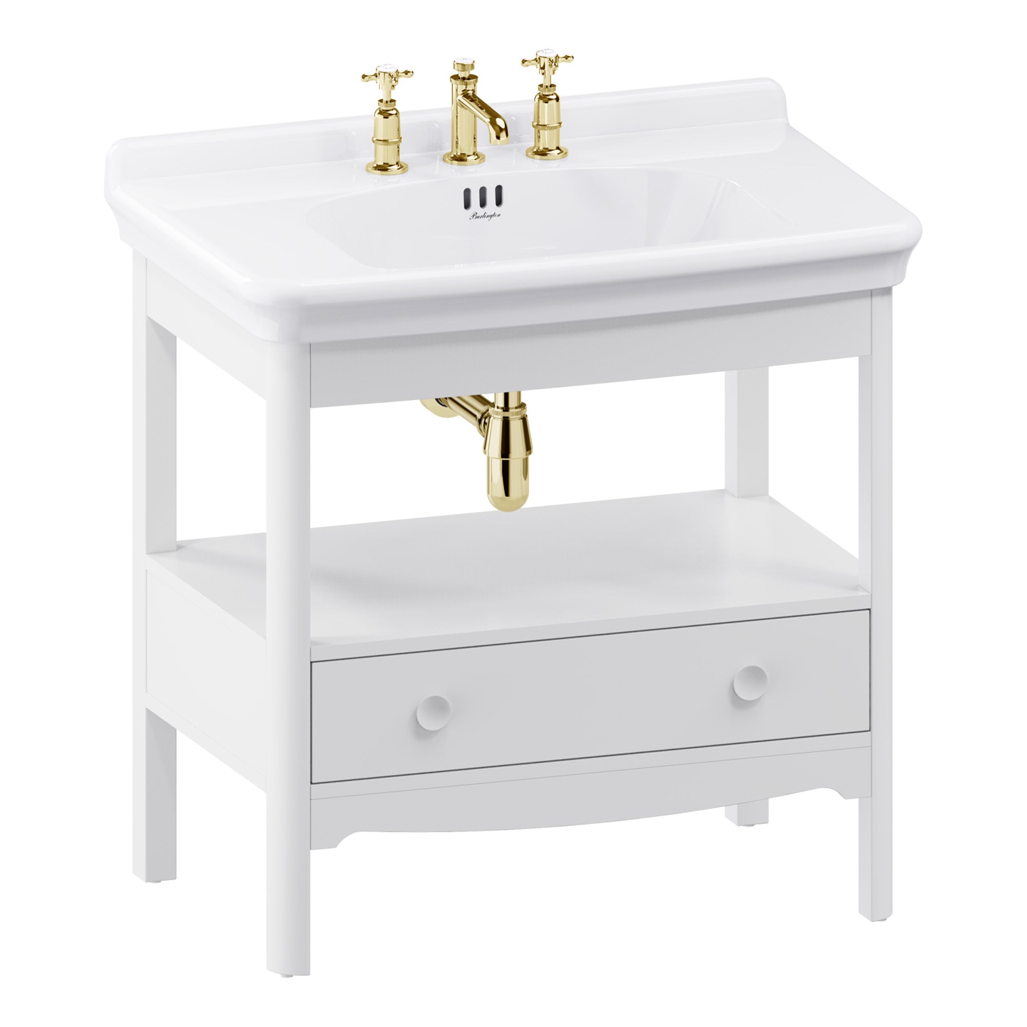 burlington guild 850 floorstanding single drawer vanity unit washbasin varley white