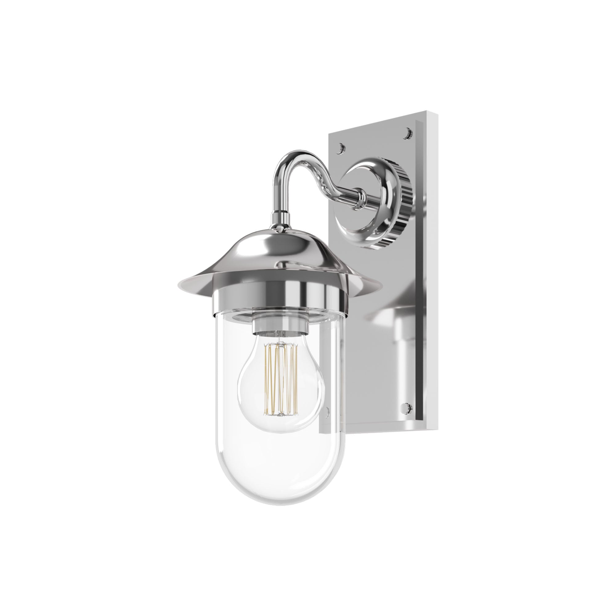 burlington guild bathroom wall light clear glass chrome