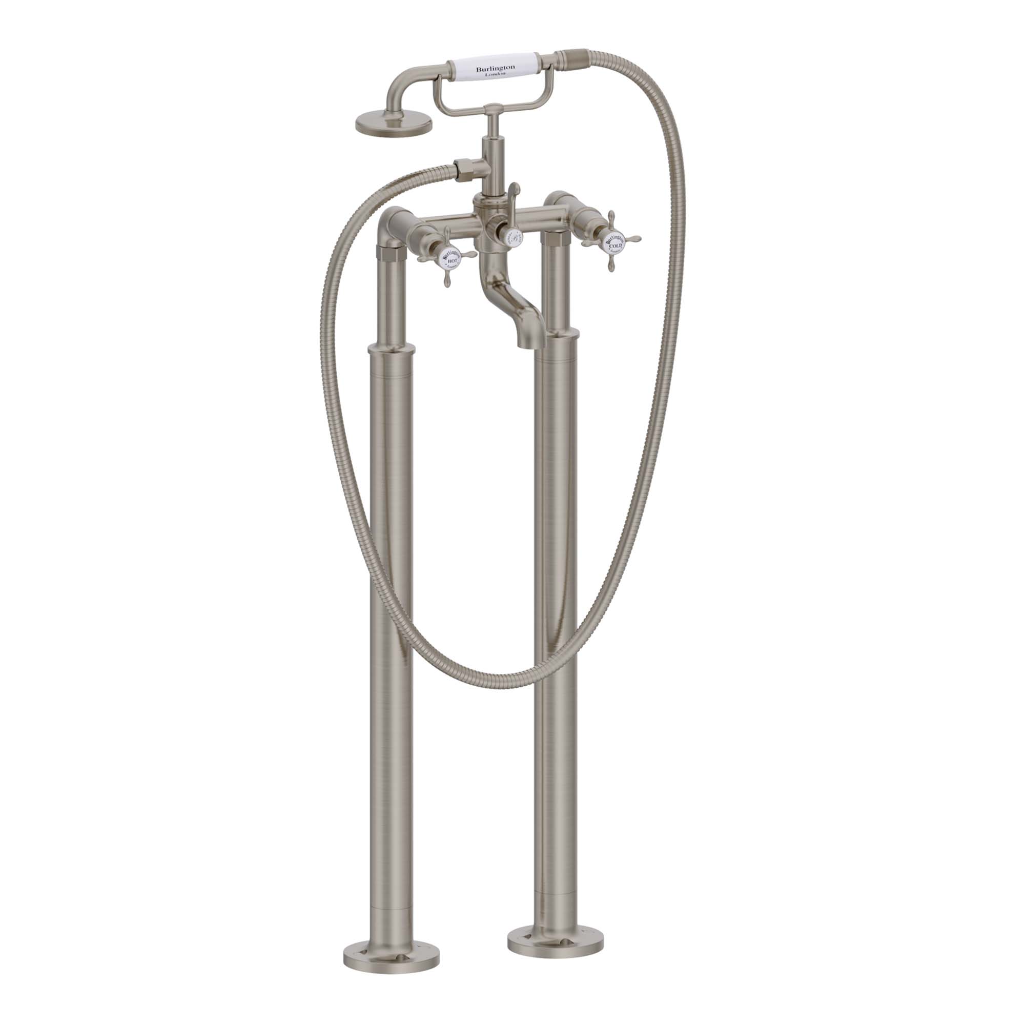 burlington guild floorstanding bath shower mixer brushed nickel