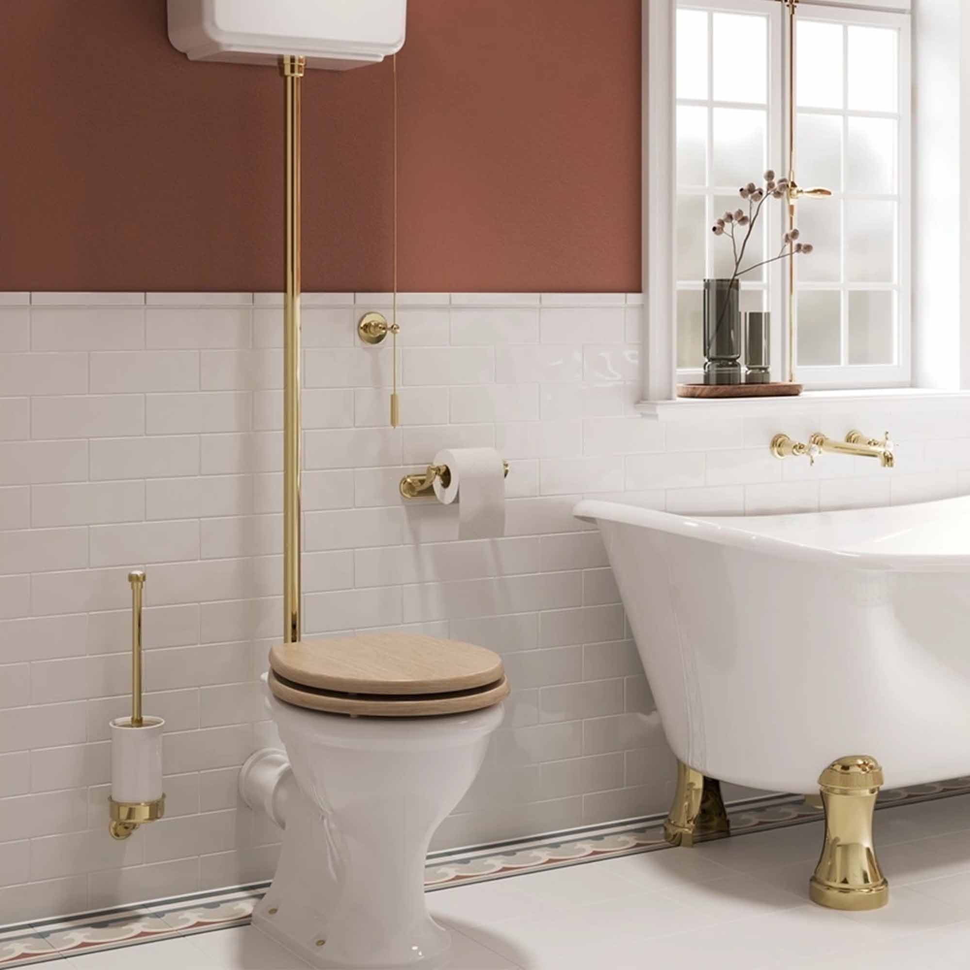 burlington guild high level cistern toilet gold flush kit