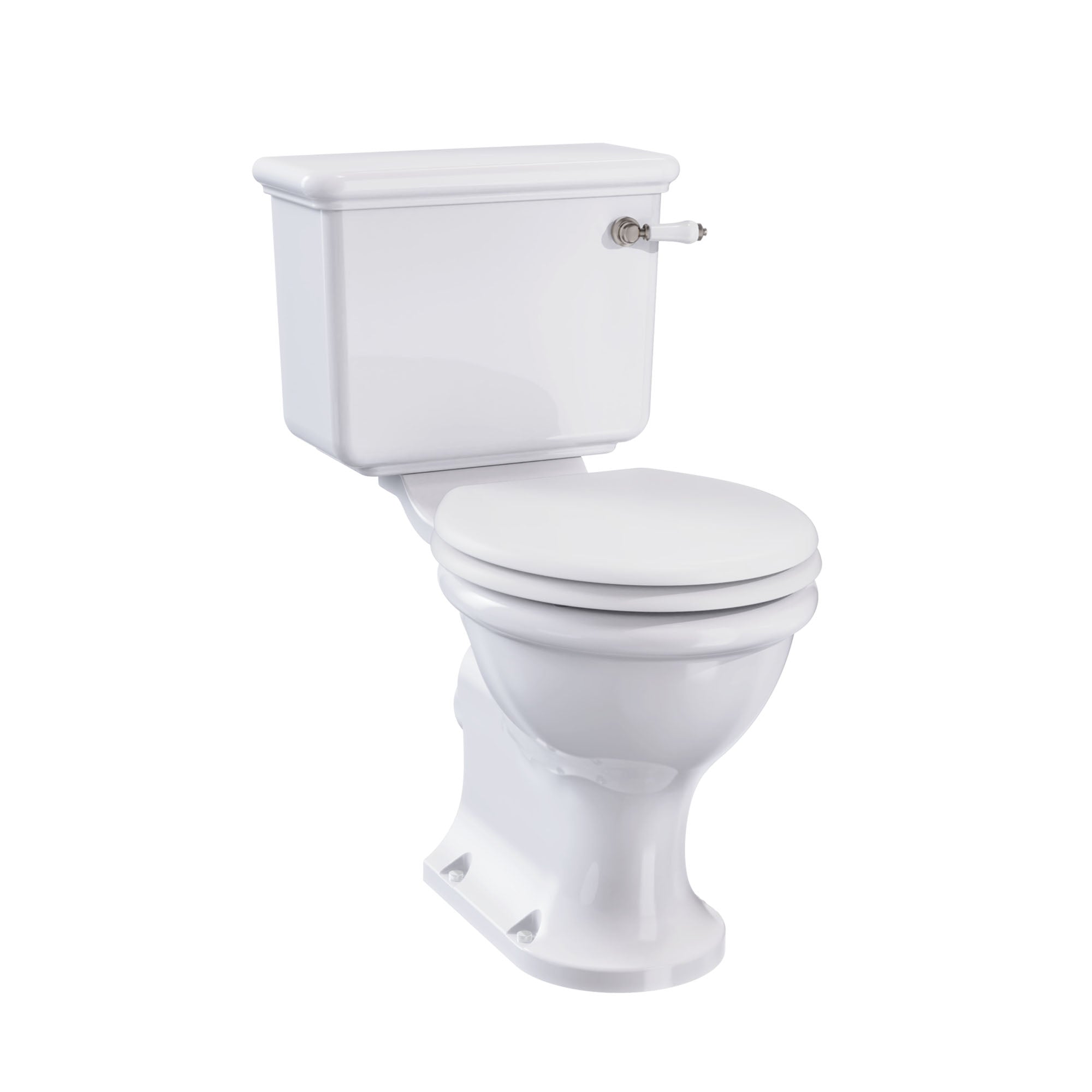 burlington guild standard close coupled toilet with brushed nickel lever handle