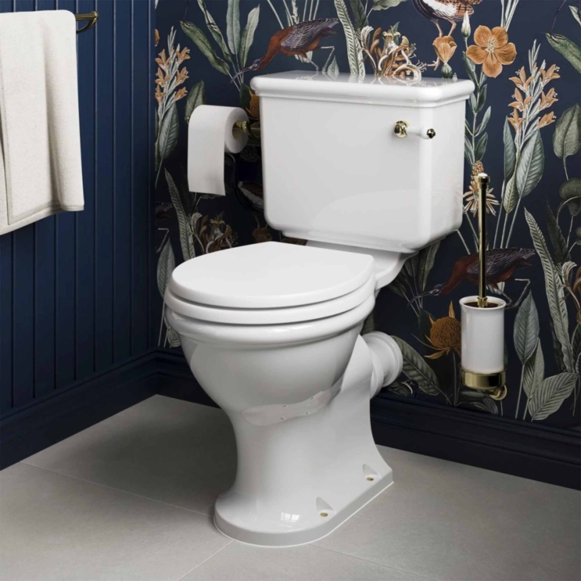 burlington guild standard close coupled toilet with gold lever handle