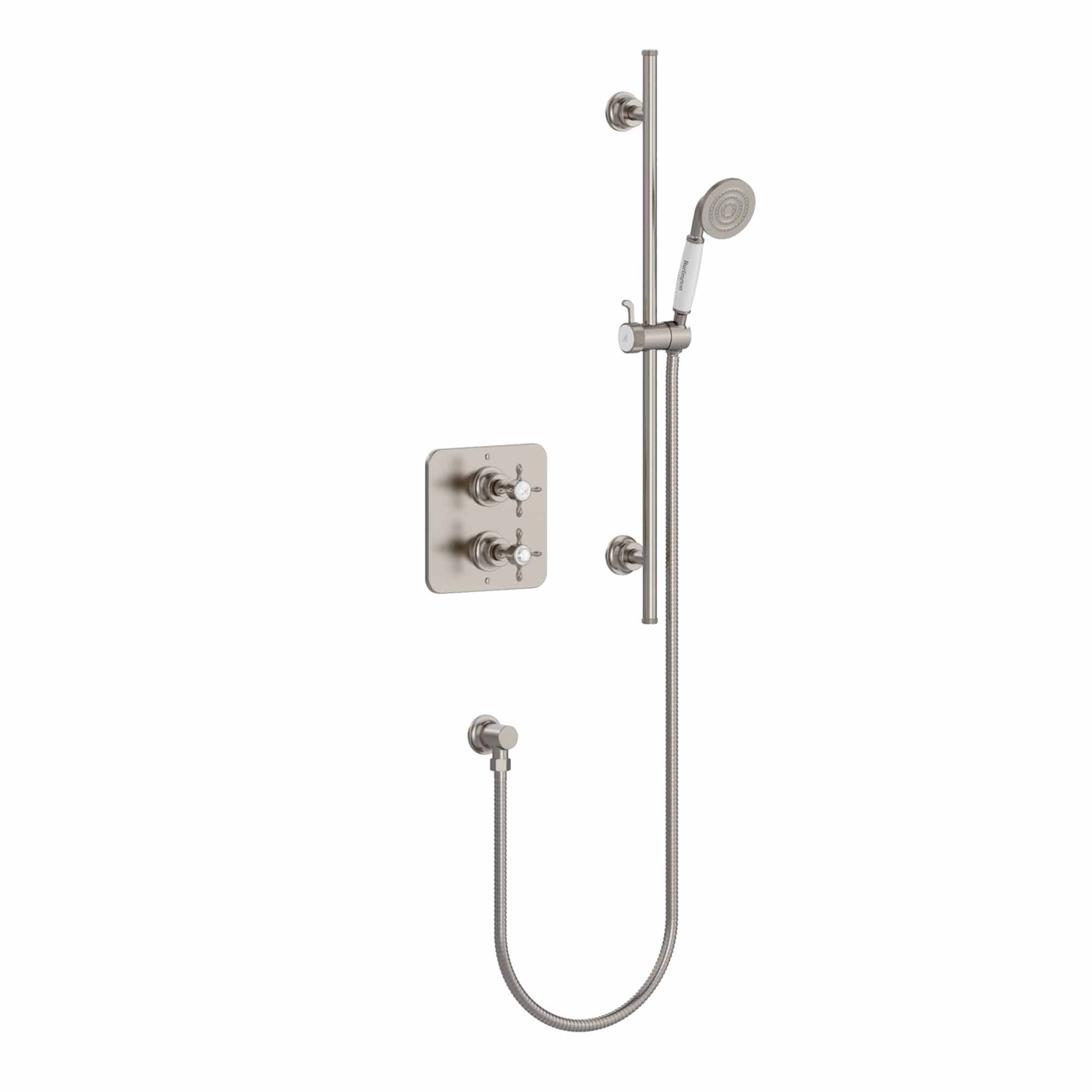 burlington guild thermostatic shower valve with slide rail handset brushed nickel