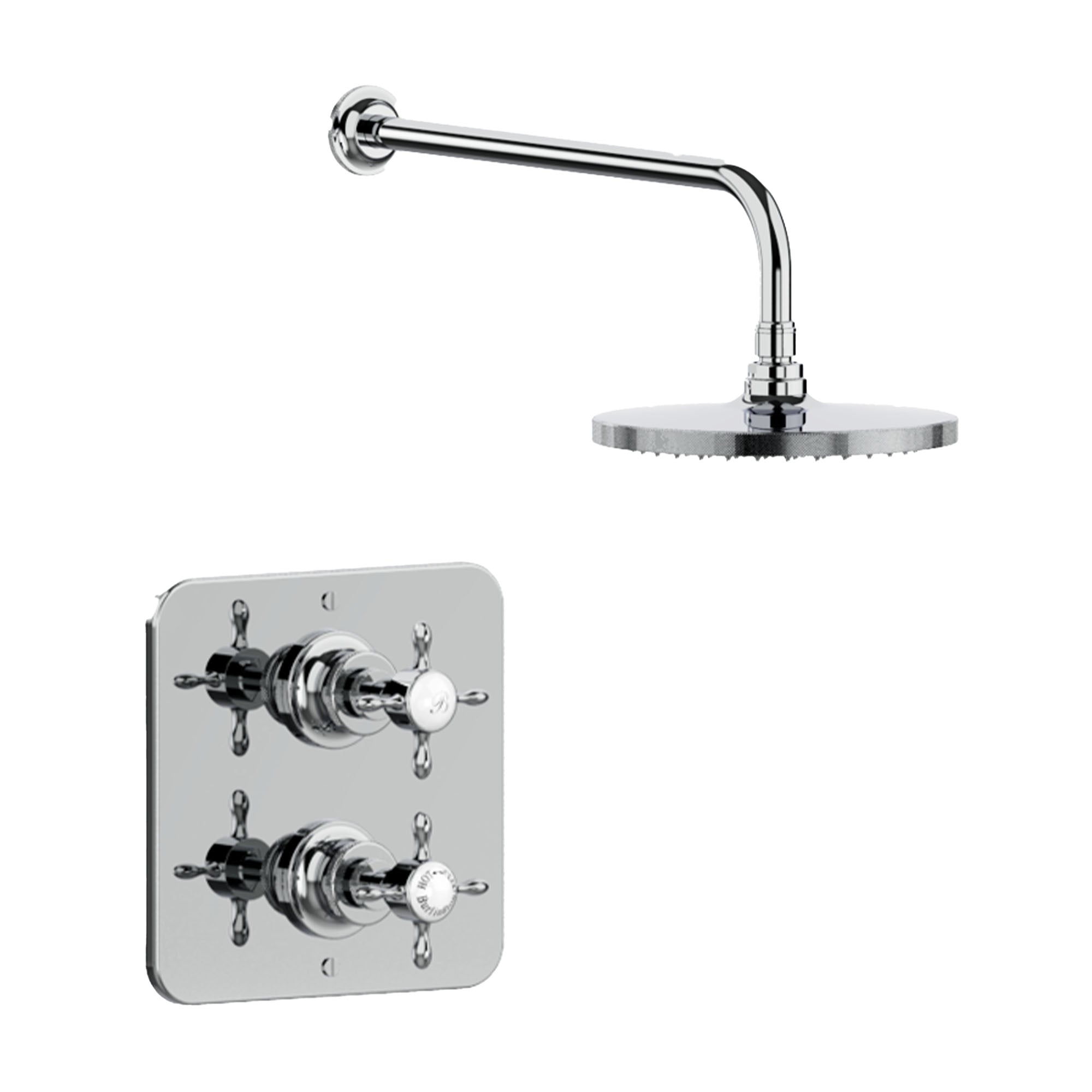 burlington guild thermostatic single outlet shower valve with fixed head chrome