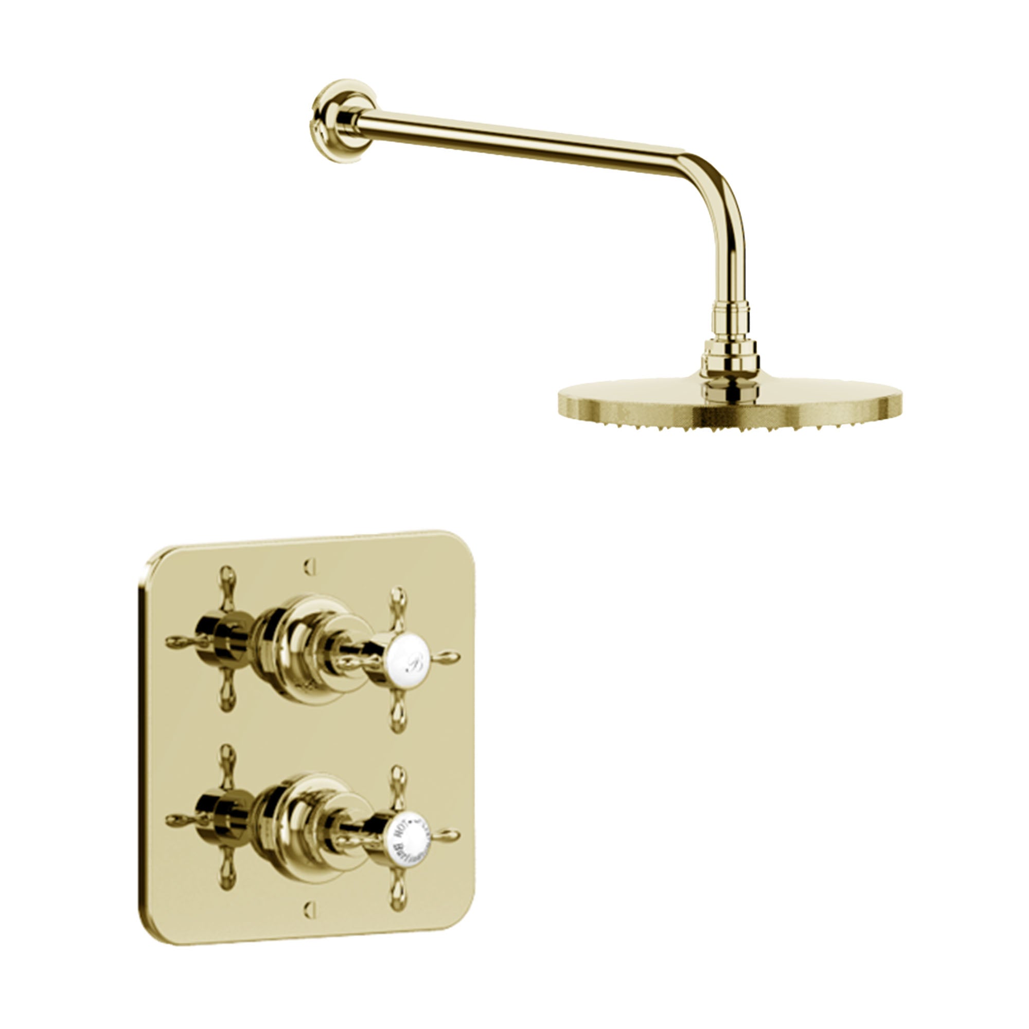 burlington guild thermostatic single outlet shower valve with fixed head gold