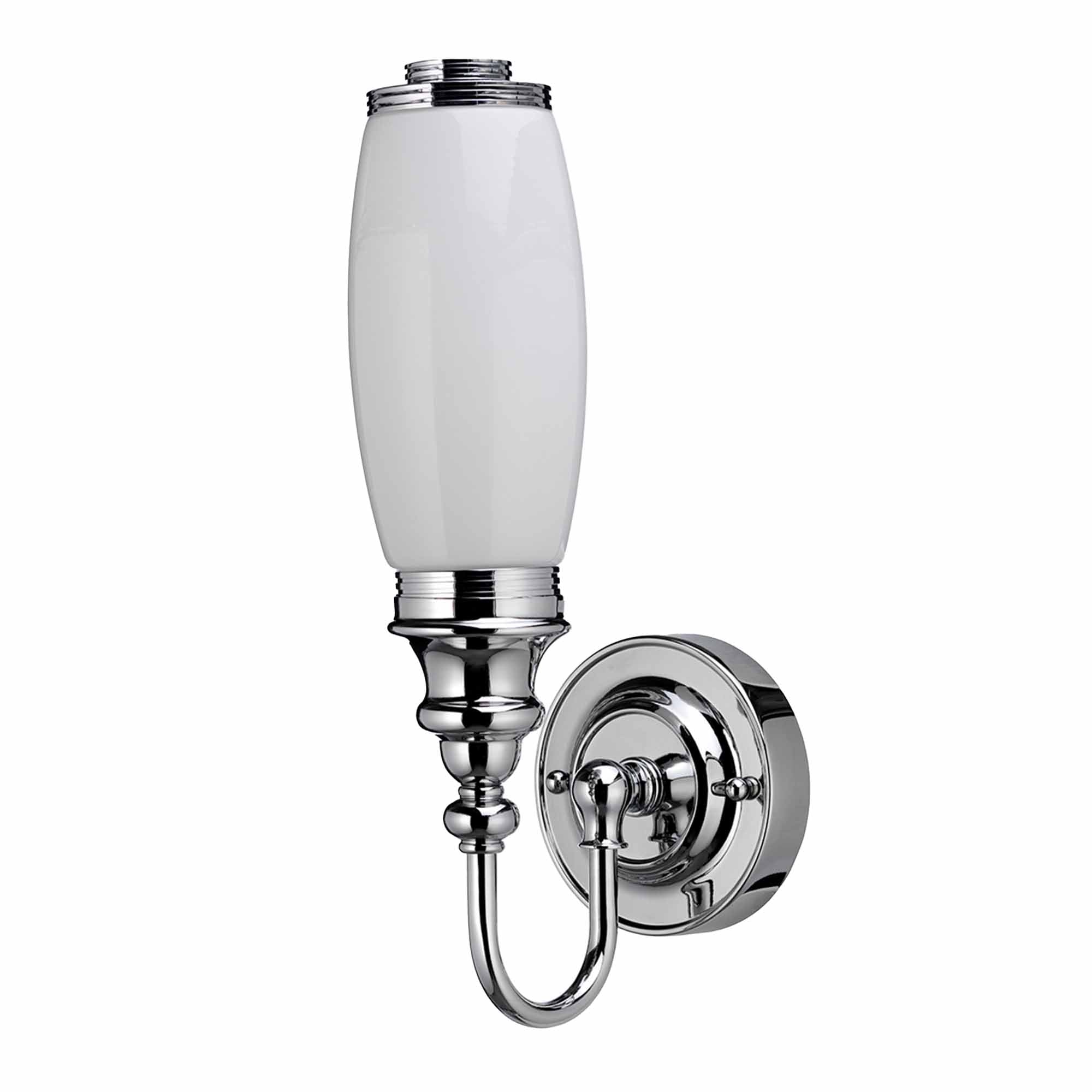 burlington led bathroom ornate wall light opal glass tube shade chrome