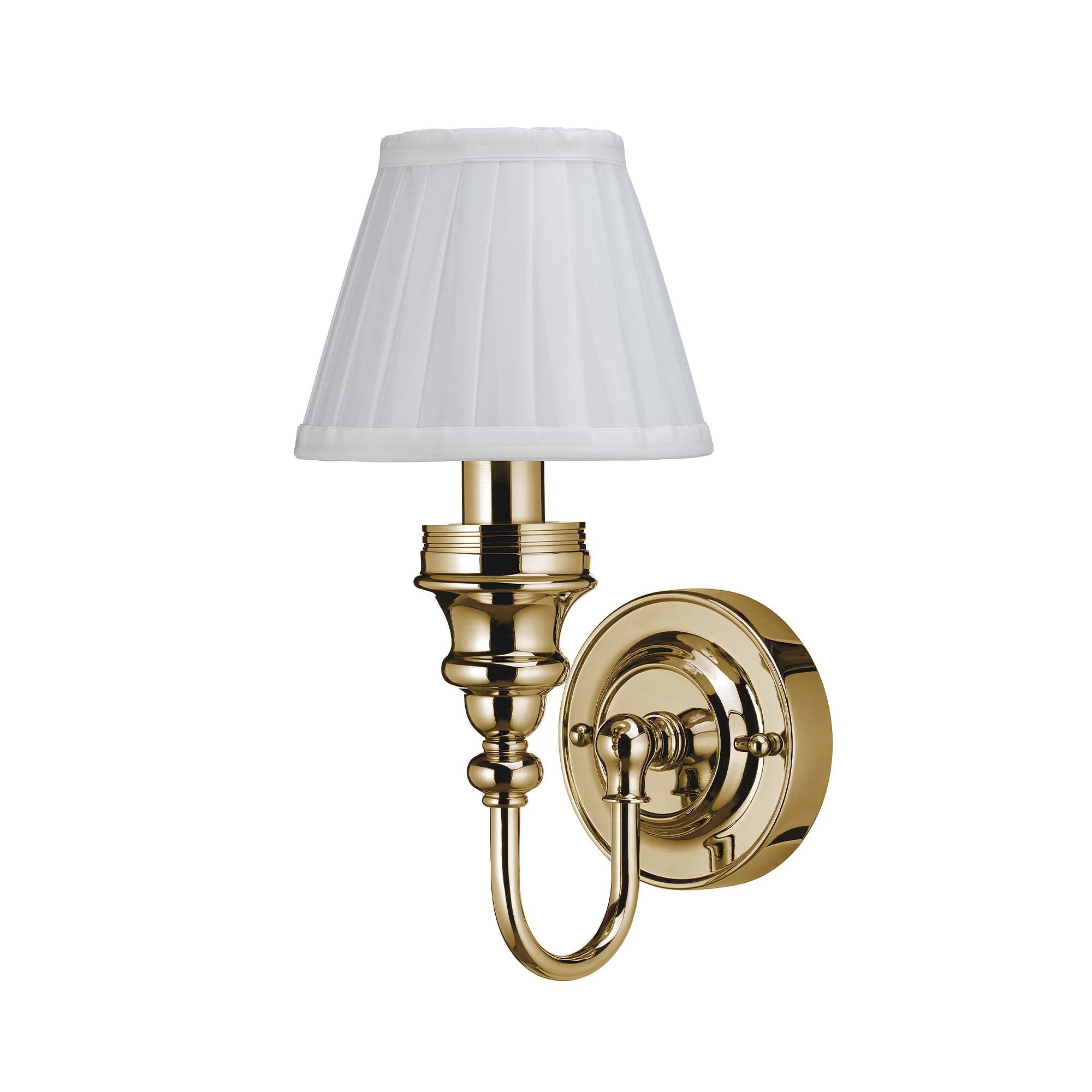 burlington led bathroom ornate wall light white fine pleated shade gold