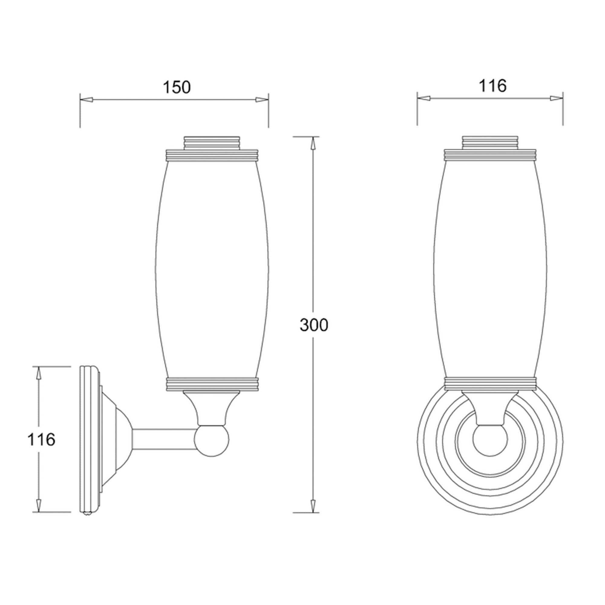 burlington led bathroom round wall light and opal glass tube shade dimensions