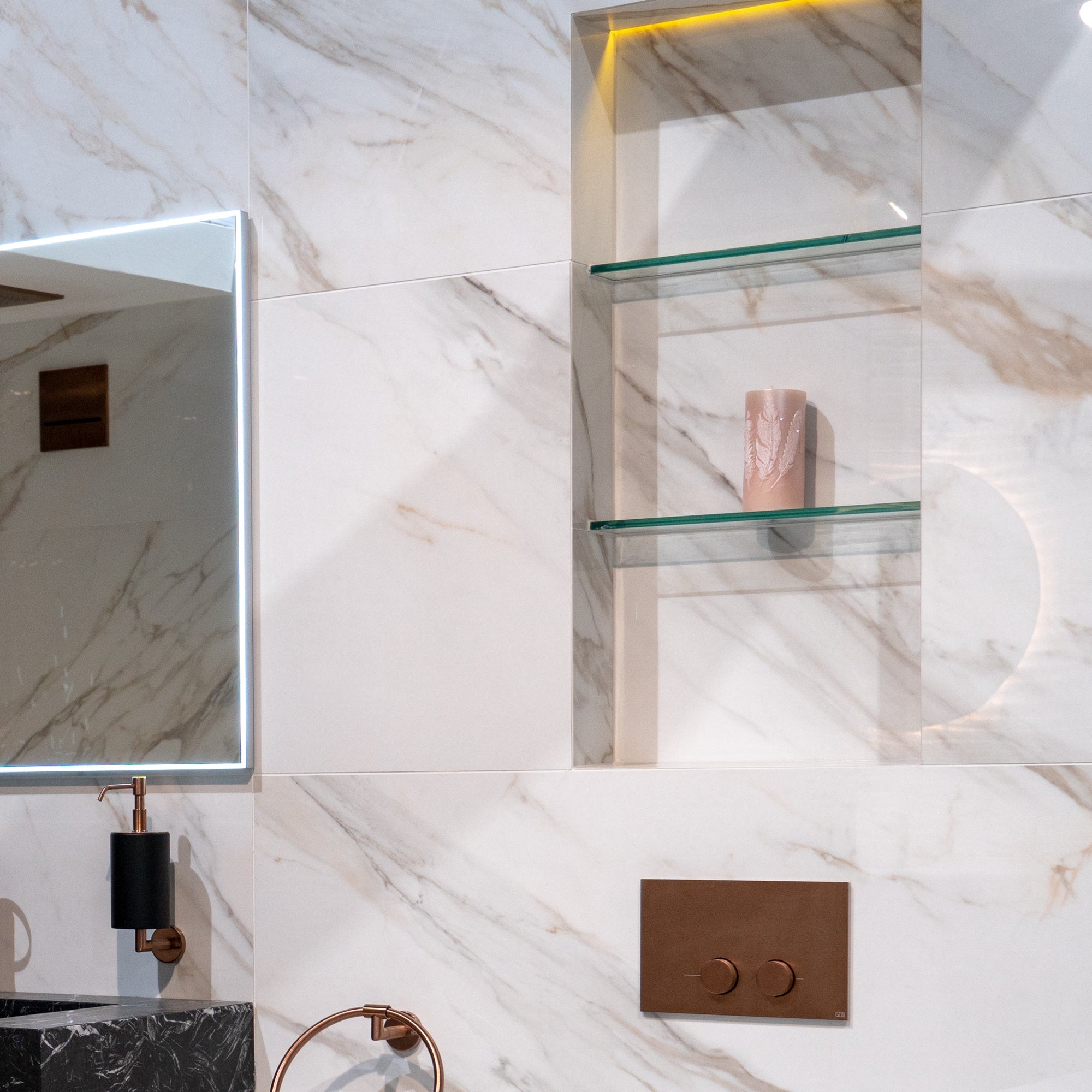 Deluxe Calacatta Oro Marble Effect Porcelain Tile 60x120cm Gloss