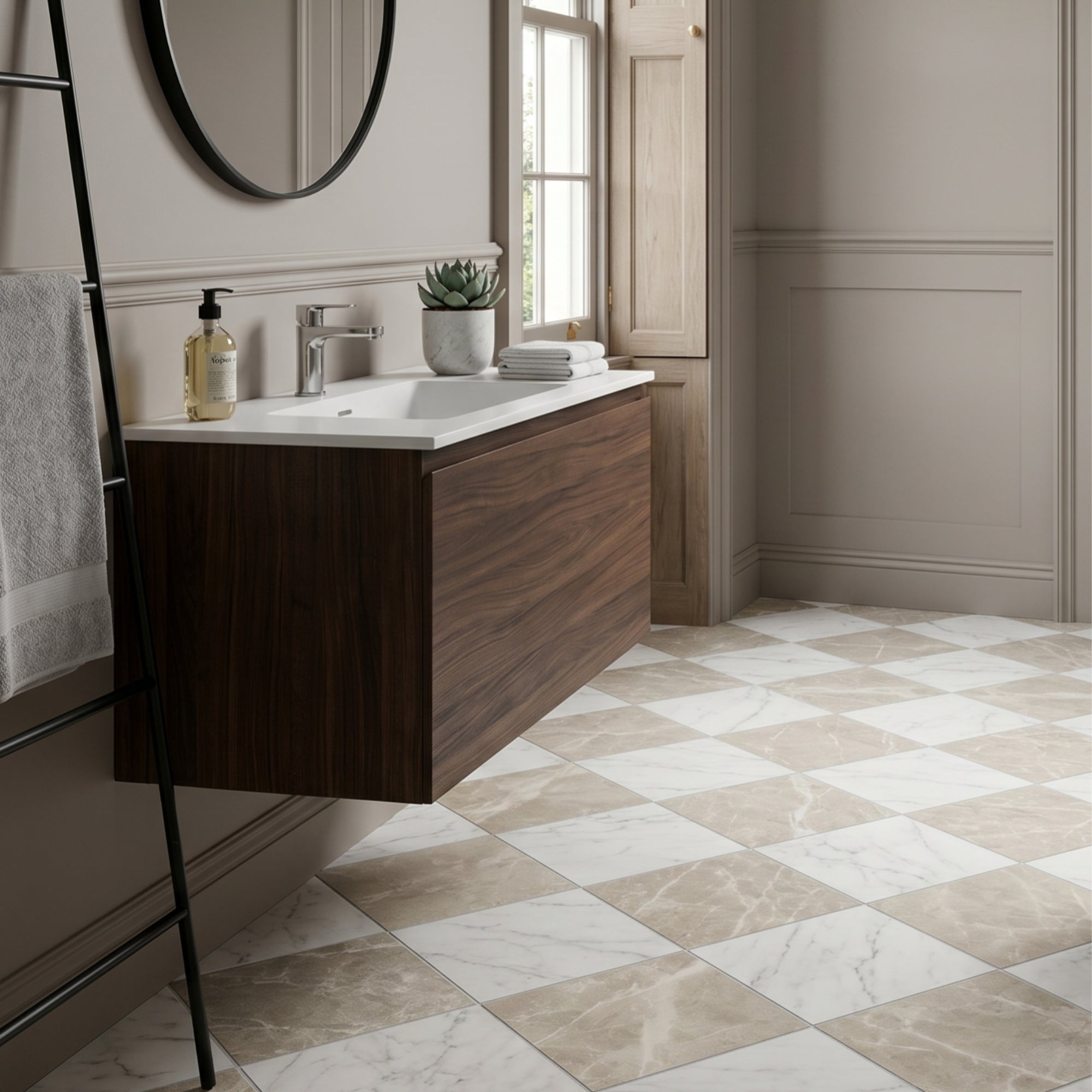 Casa Classica Oxford Greige Marble Effect Porcelain Tile 30x30cm Matt