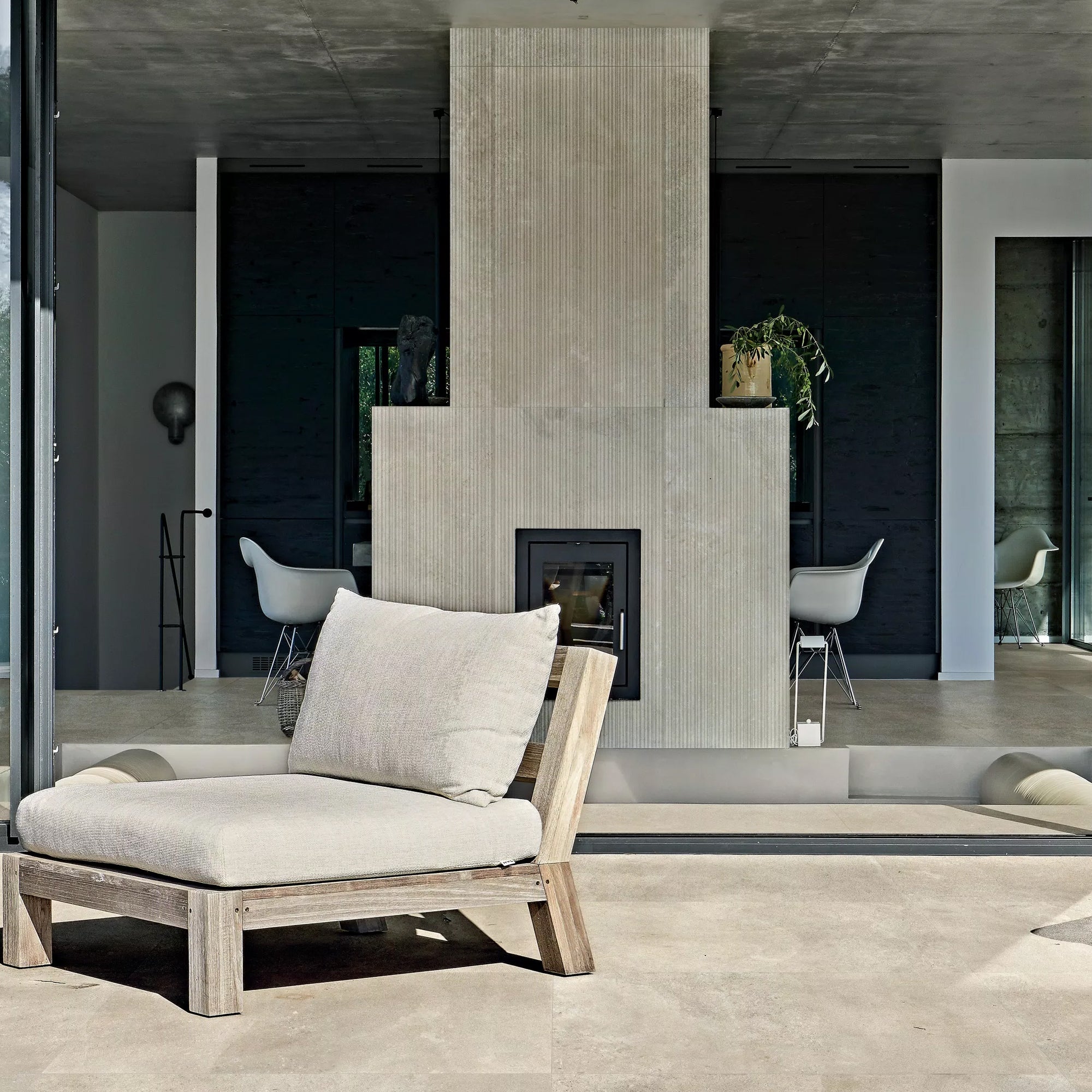 Casual Life Champagne Ribbed Stone Effect Porcelain Tile 60x120cm Matt