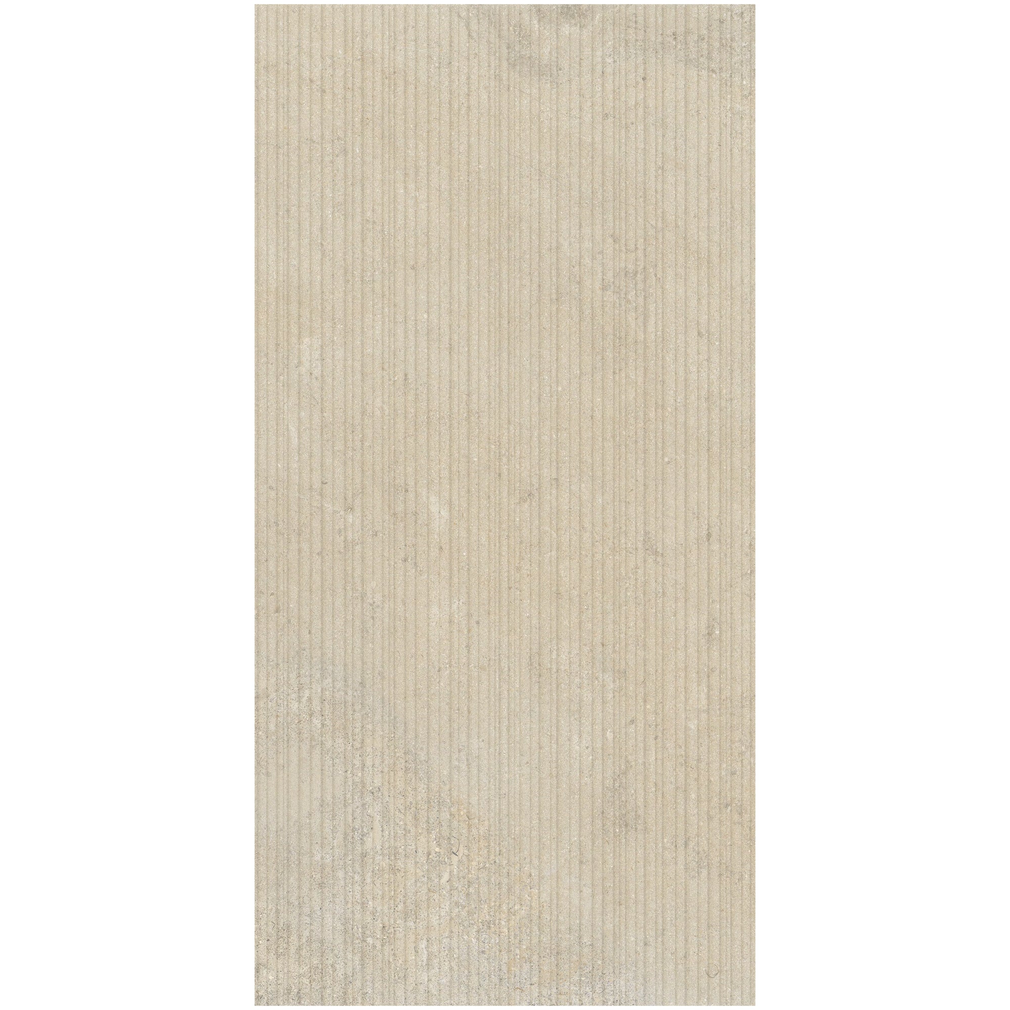 Casual Life Champagne Ribbed Stone Effect Porcelain Tile 60x120cm Matt