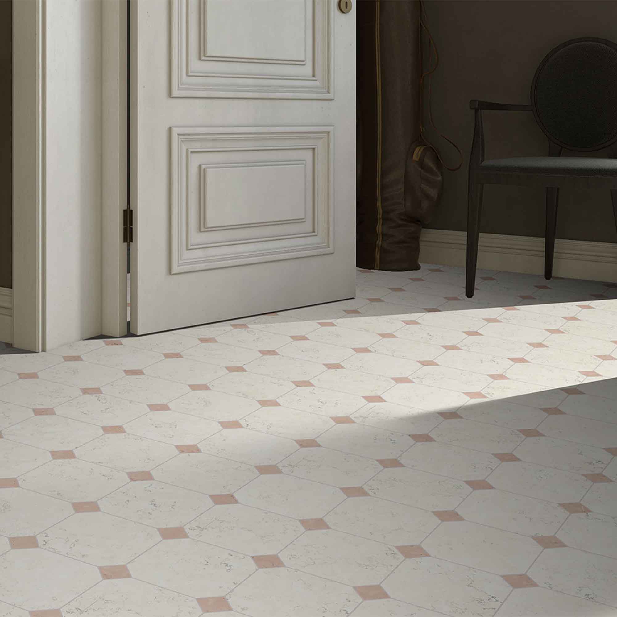 chester bianco di asiago marble effect porcelain tile ottagona 20x20cm matt