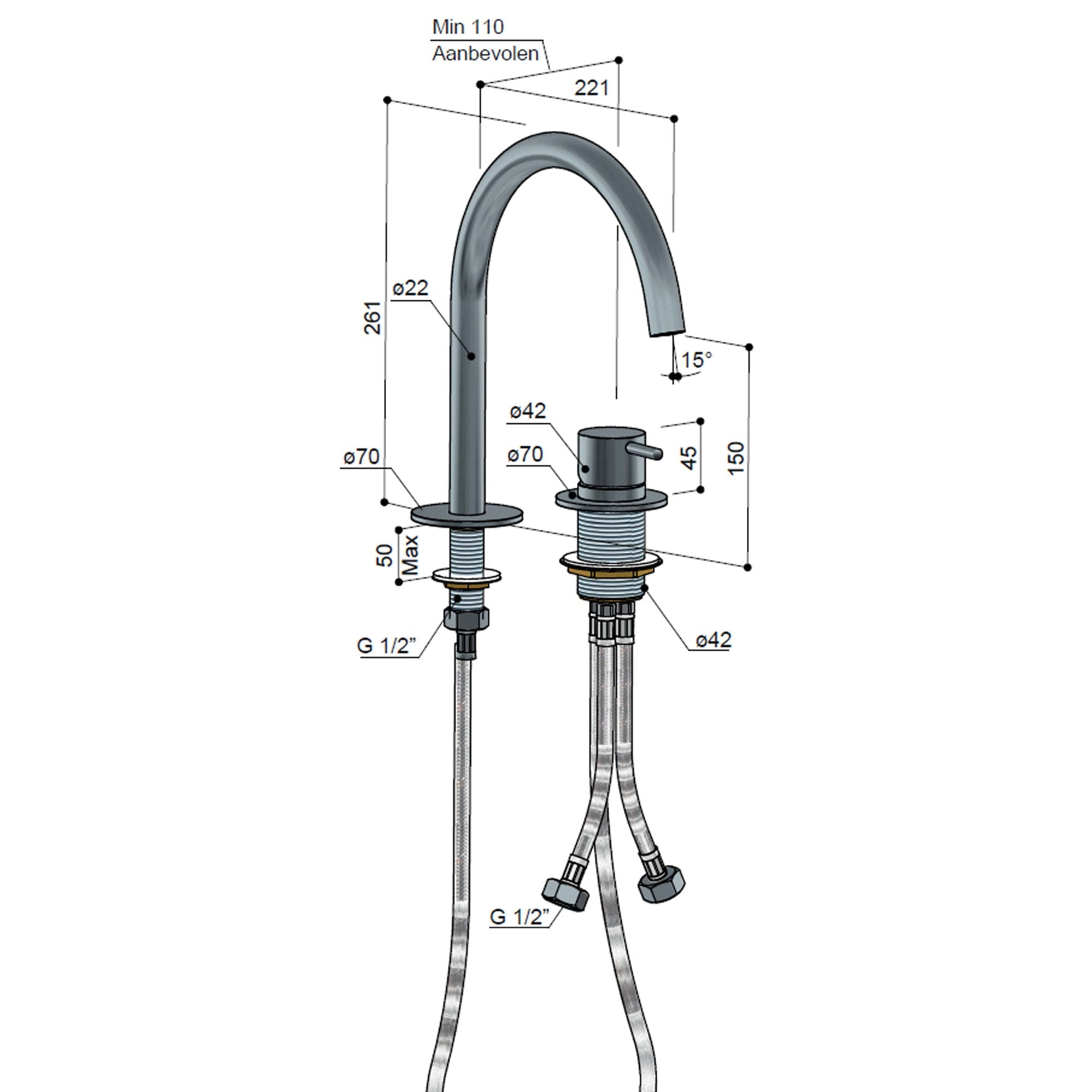 cobber 2 hole deck mounted basin mixer dimensions