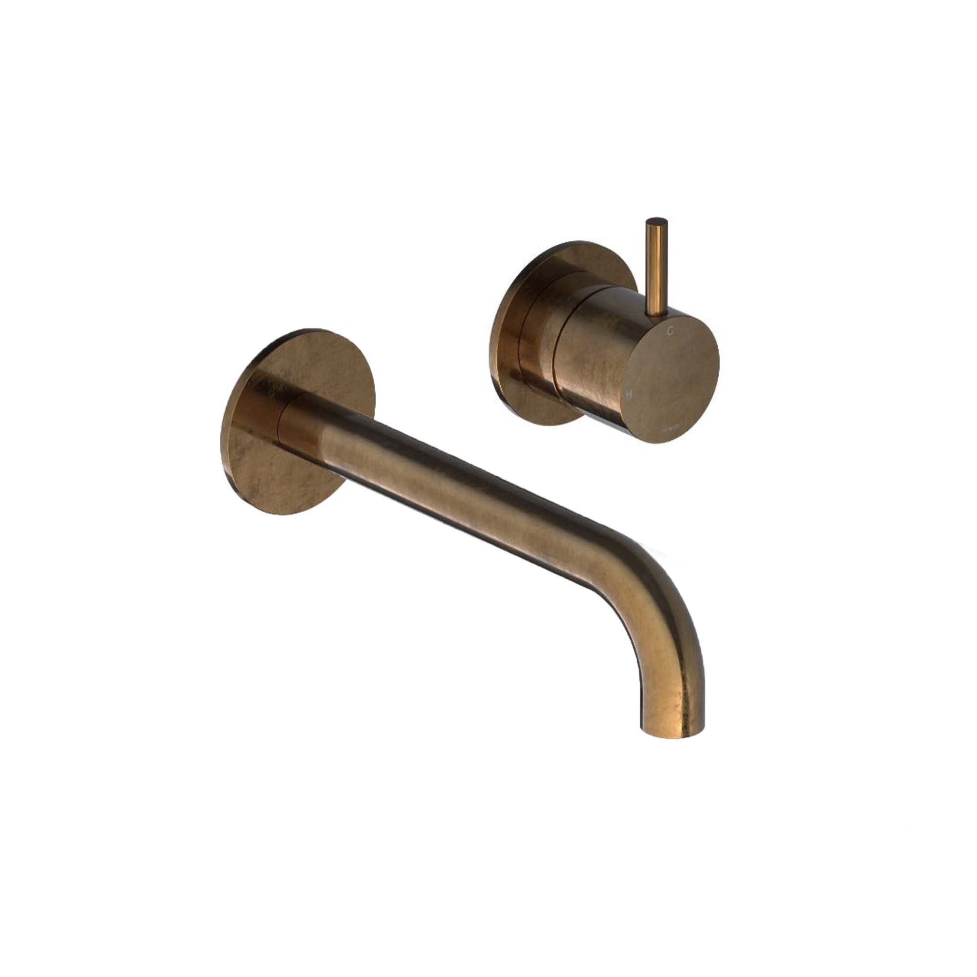 cobber 2 hole wall mounted basin mixer aged brass