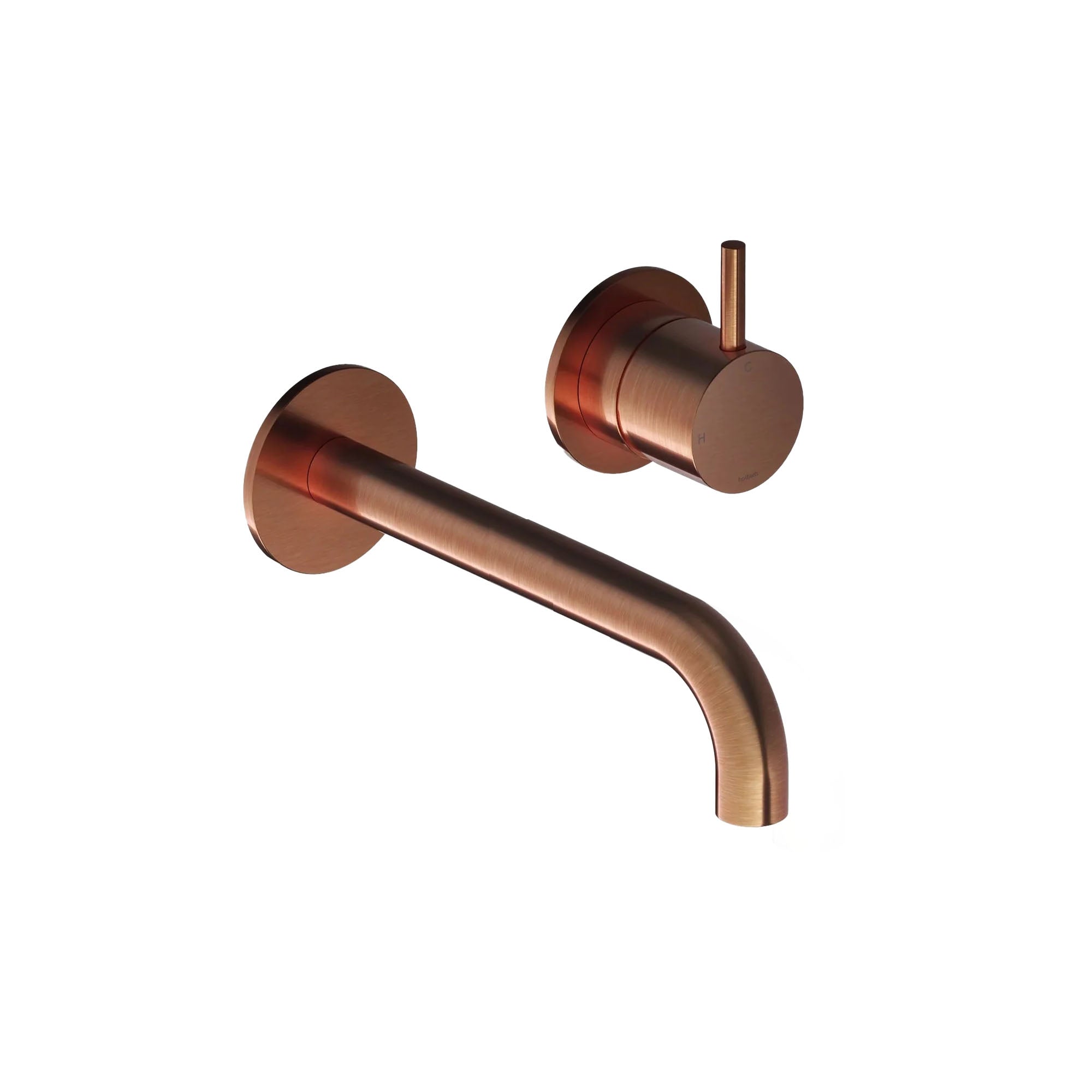 cobber 2 hole wall mounted basin mixer brushed copper pvd