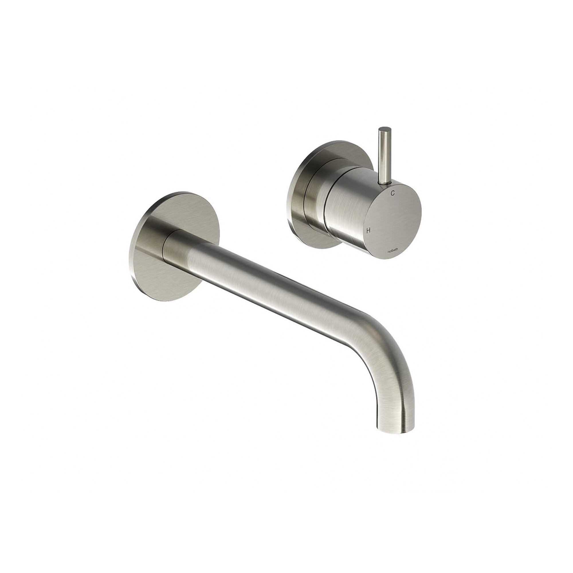 cobber 2 hole wall mounted basin mixer brushed nickel