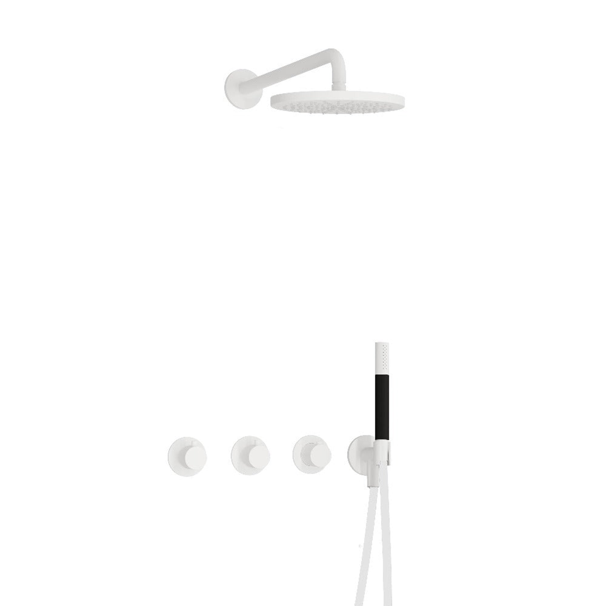 cobber 2 outlet thermostatic shower valve with handset and fixed overhead matt white