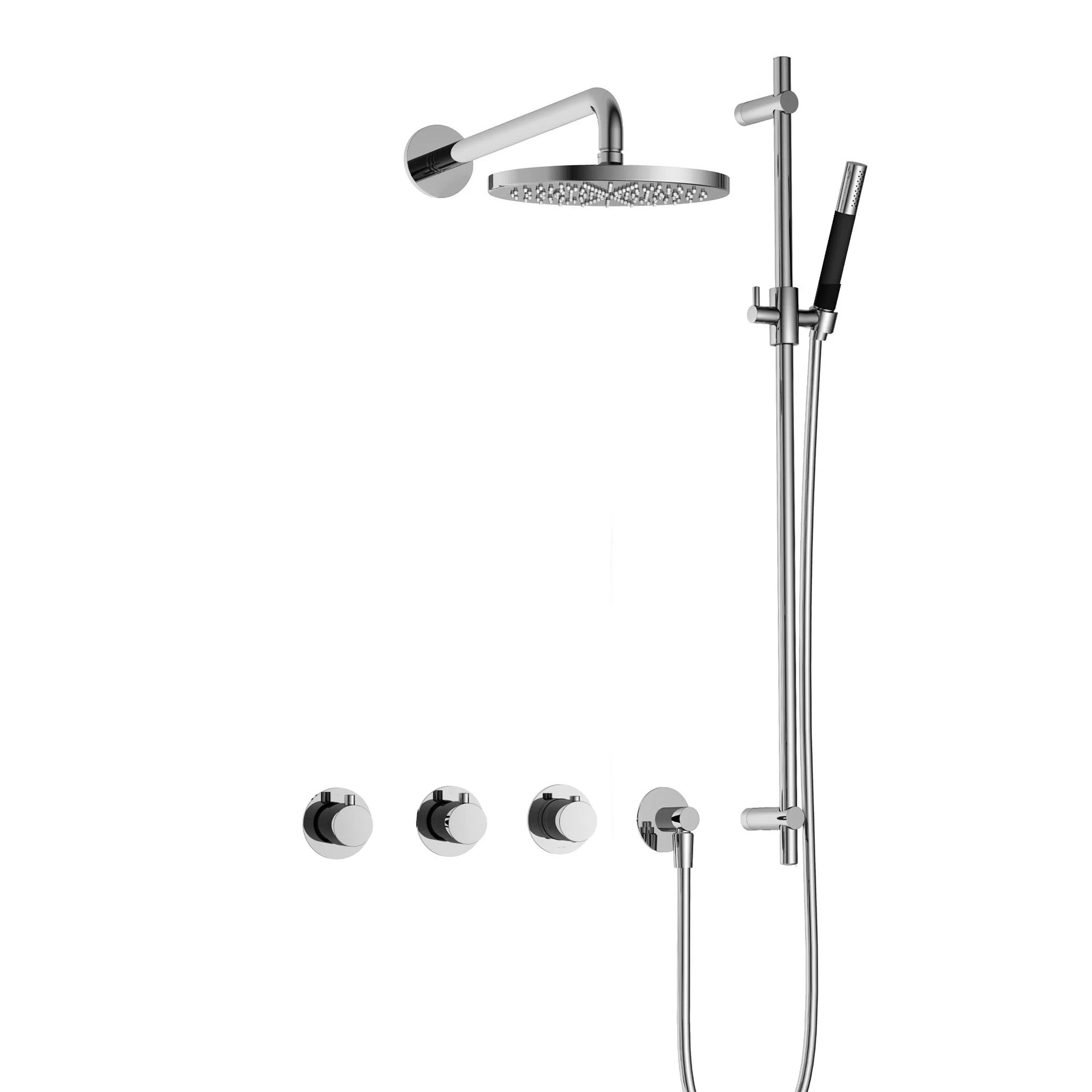 cobber 2 outlet thermostatic shower valve with slide rail handset and fixed overhead chrome