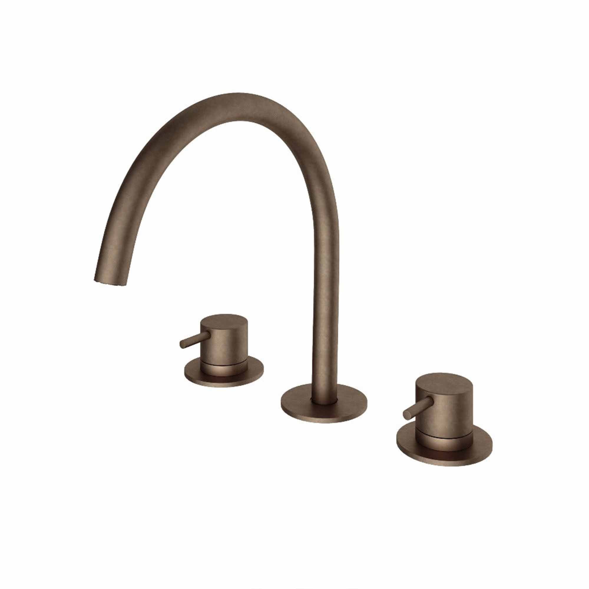 cobber 3 hole deck mounted basin mixer aged brass