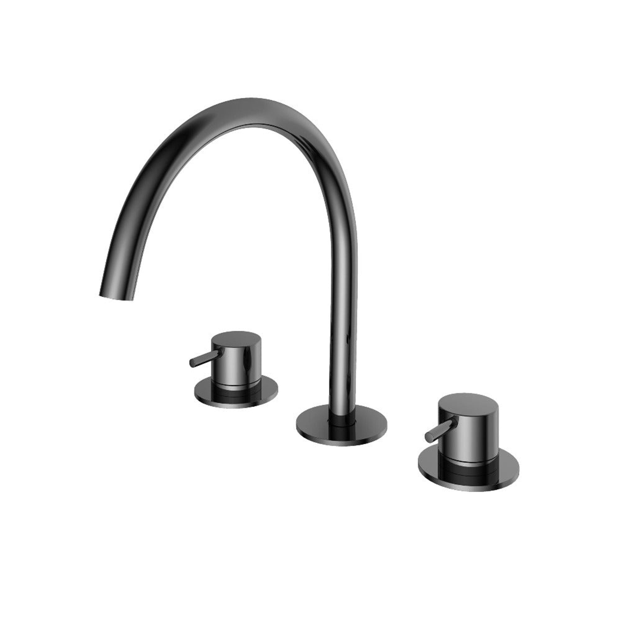 cobber 3 hole deck mounted basin mixer black chrome