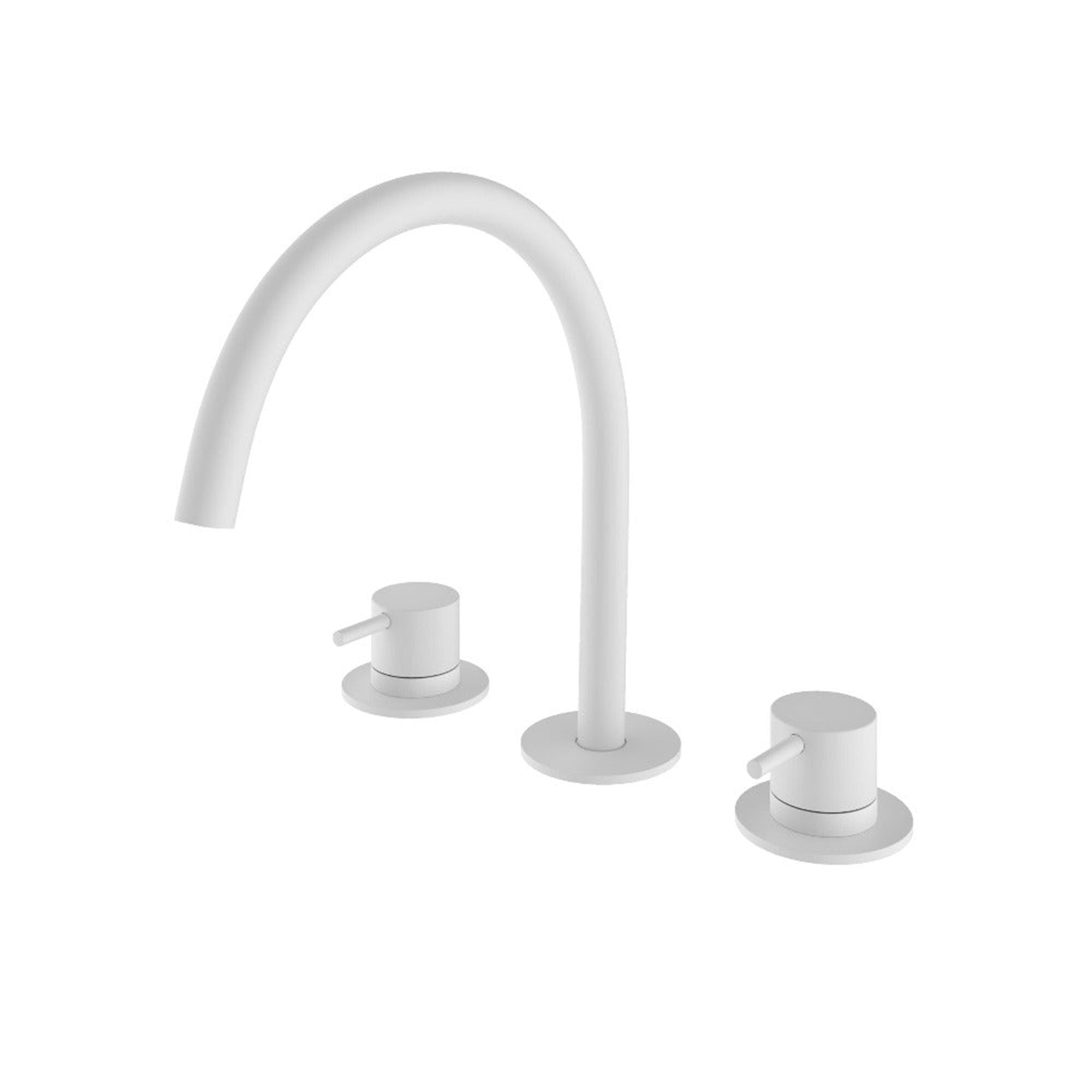 cobber 3 hole deck mounted basin mixer matt white