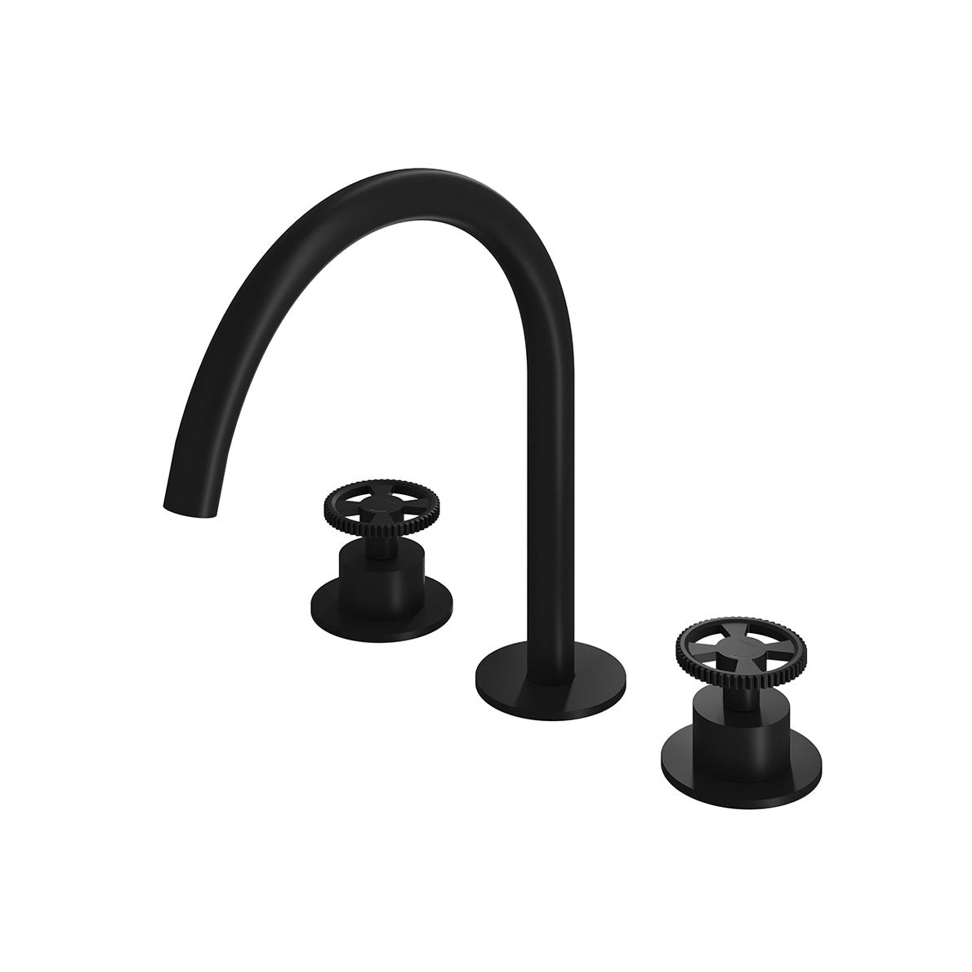 cobber 3 hole deck mounted basin mixer wheel handles matt black