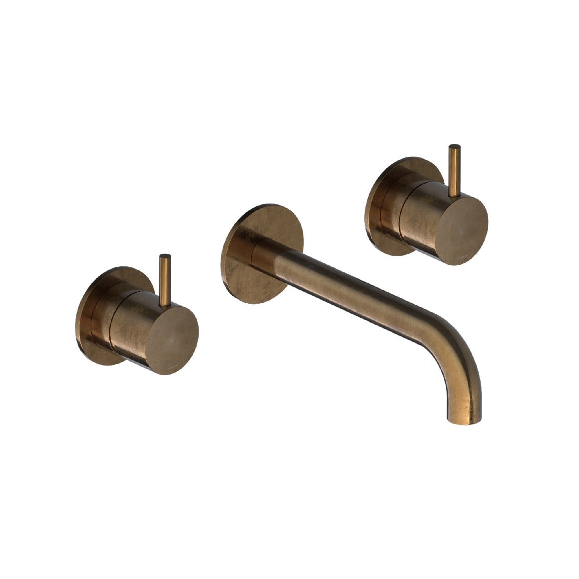 cobber 3 hole wall mounted basin mixer aged brass