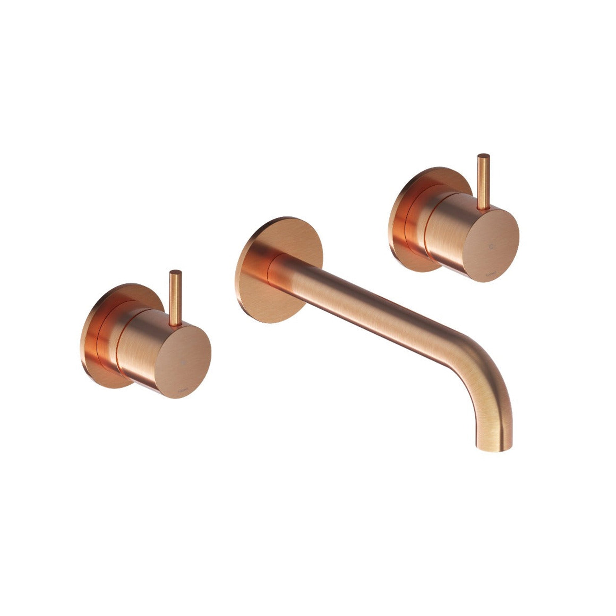 cobber 3 hole wall mounted basin mixer brushed copper