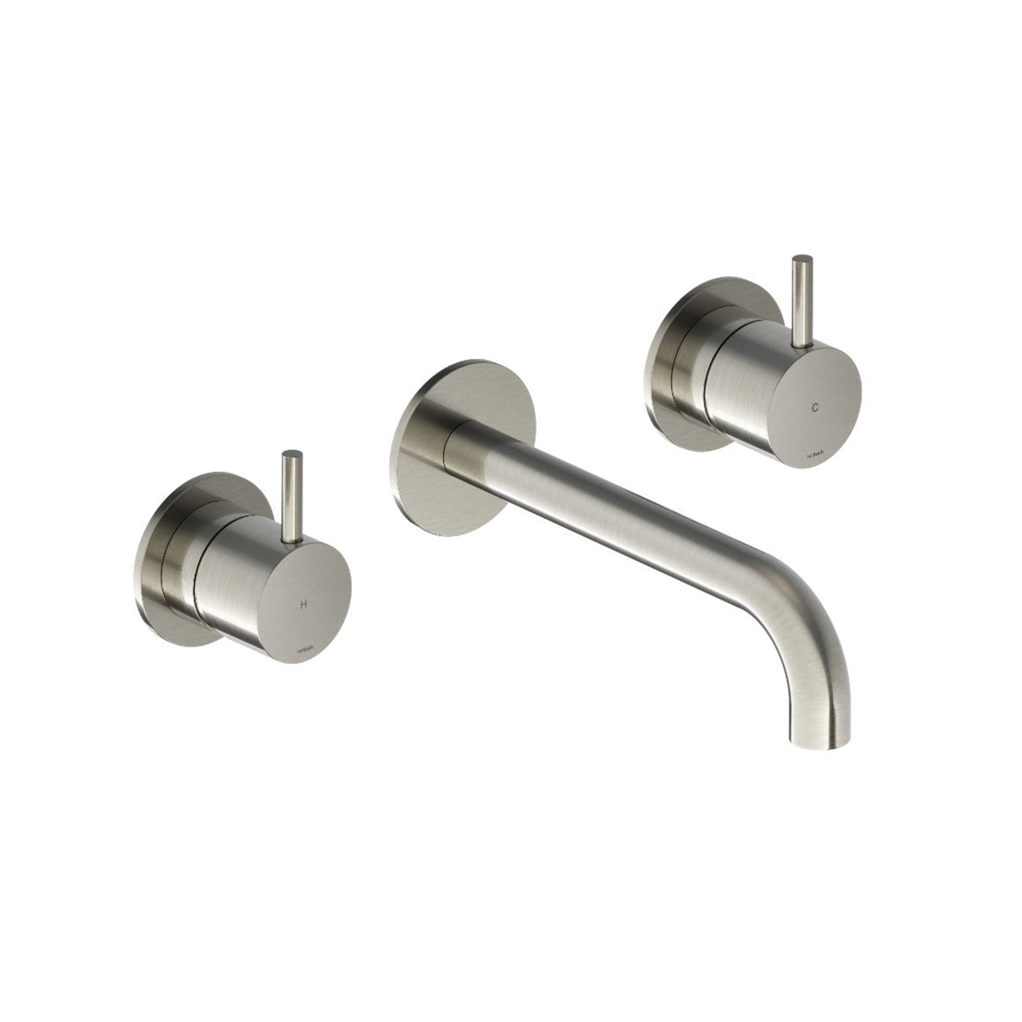 cobber 3 hole wall mounted basin mixer brushed nickel