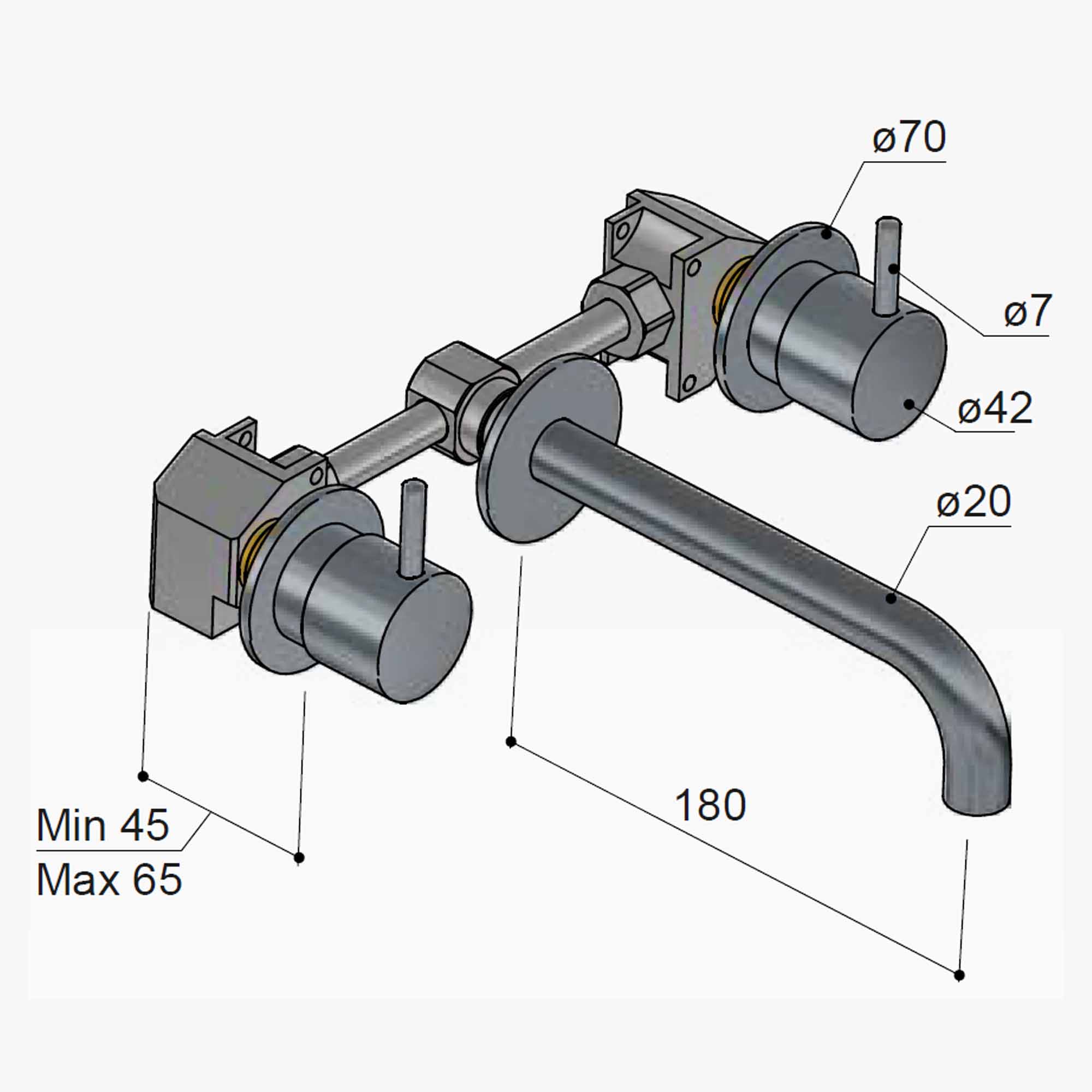 cobber 3 hole wall mounted basin mixer dimensions